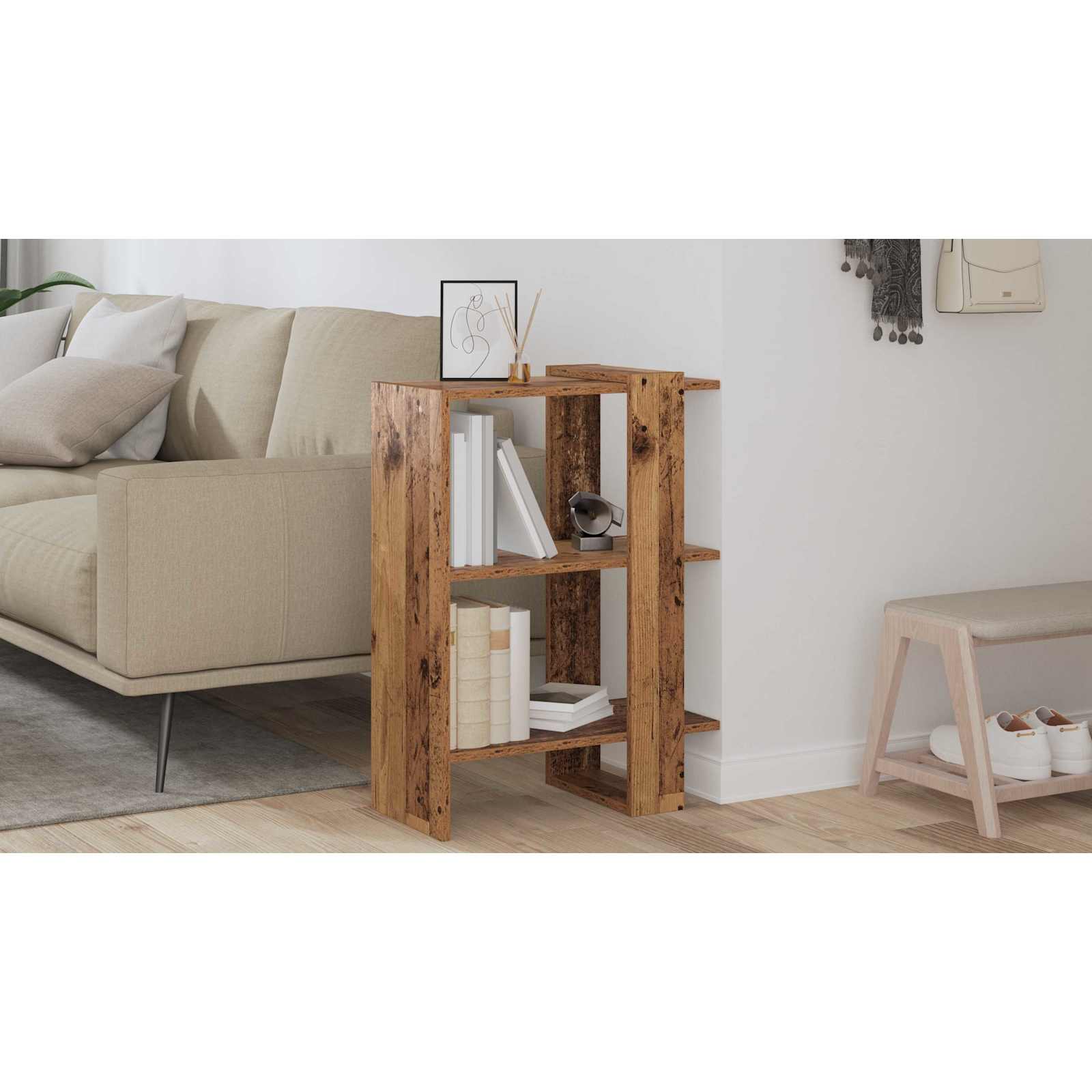 vidaXL Półka na książki 2 poziomy 52 x 25 x 71,5 cm Stare drewno