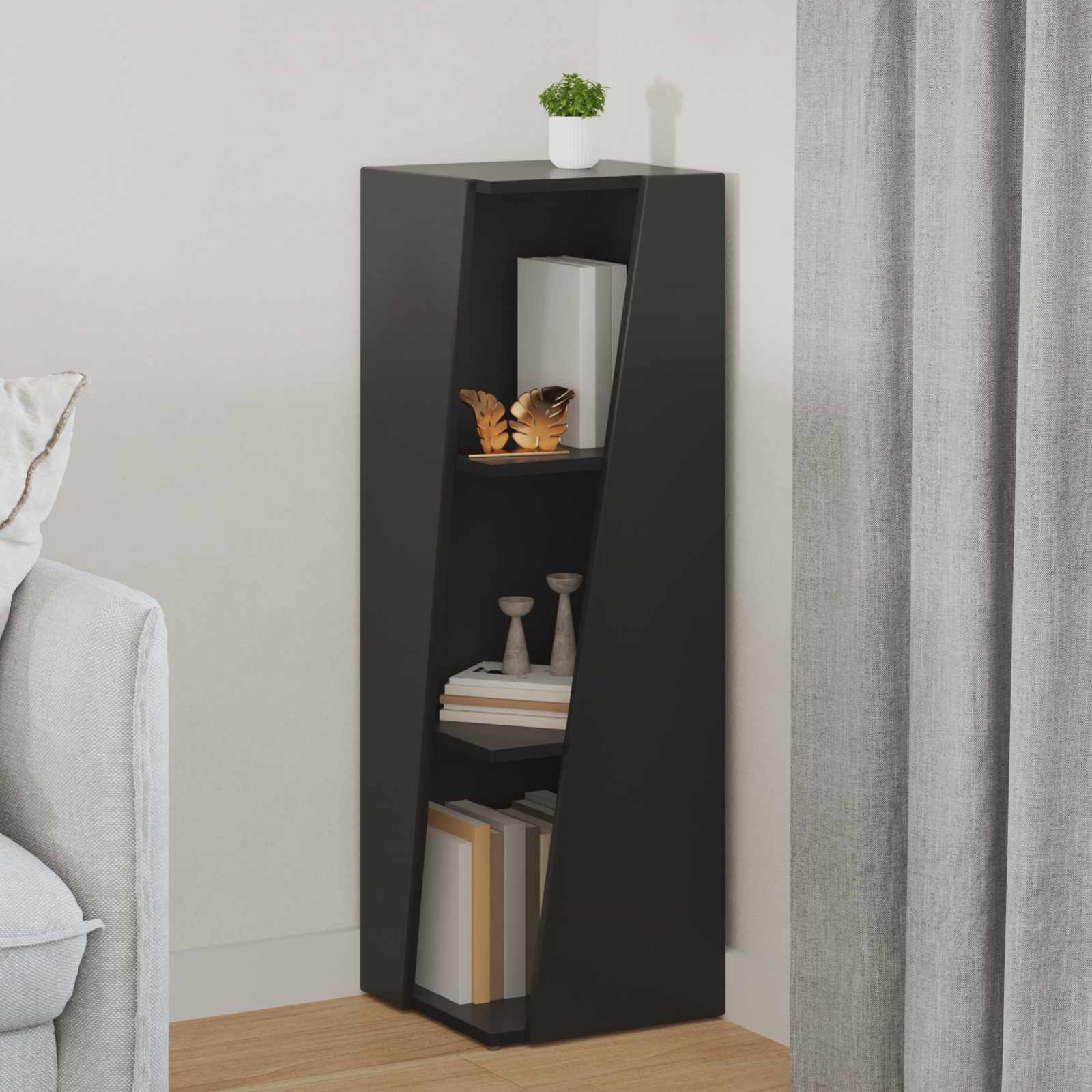 vidaXL Półka boczna Czarny 33 x 32 x 100,5 cm Materiał drewnopochodny