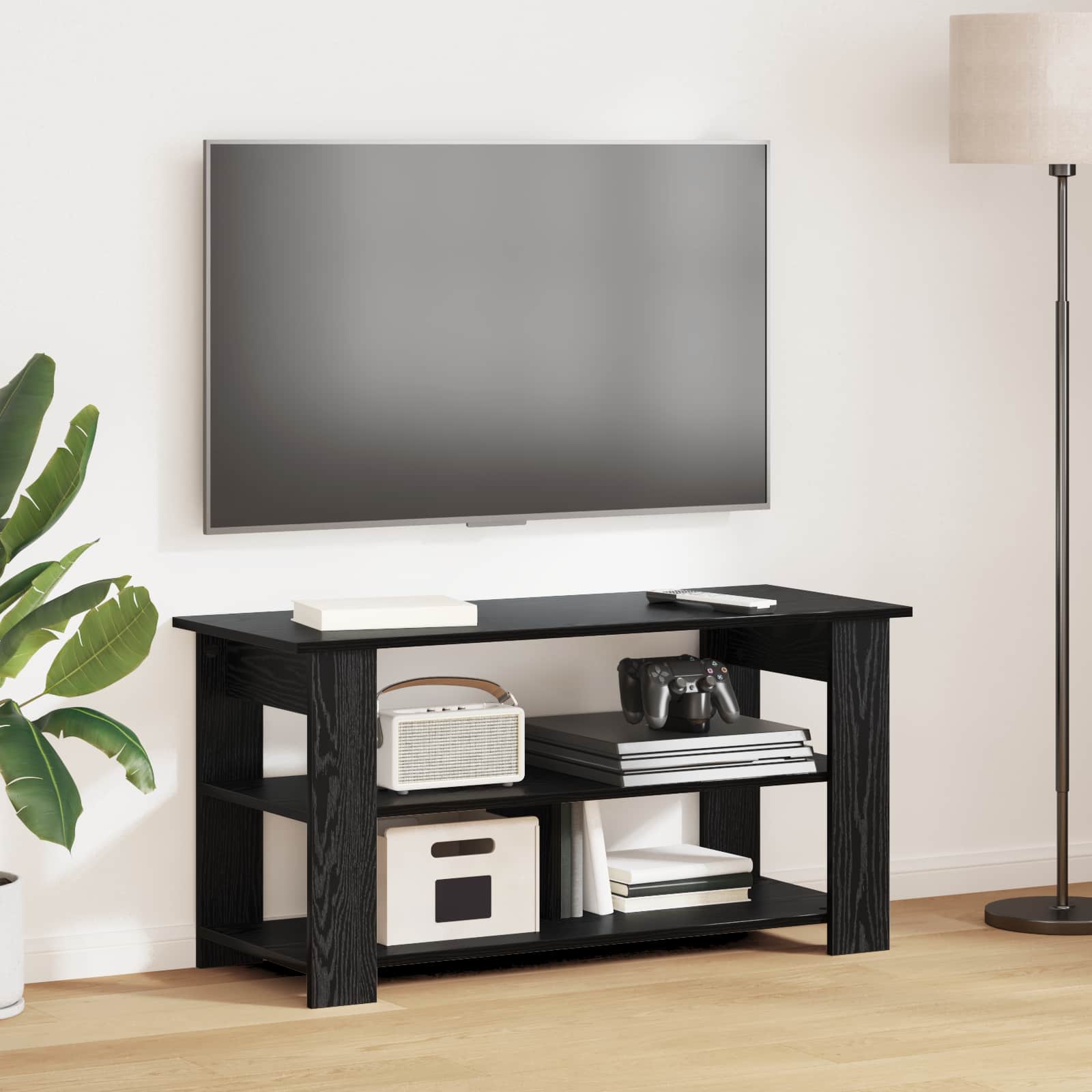 vidaXL Stojak na telewizor Czarny Dąb 100 x 40 x 50 cm