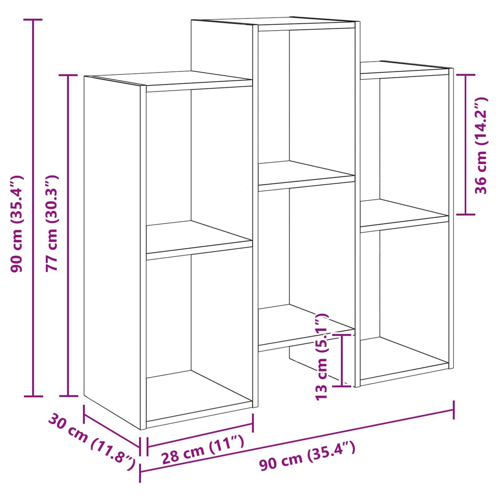 vidaXL Bufet Biały 90 x 30 x 90 cm