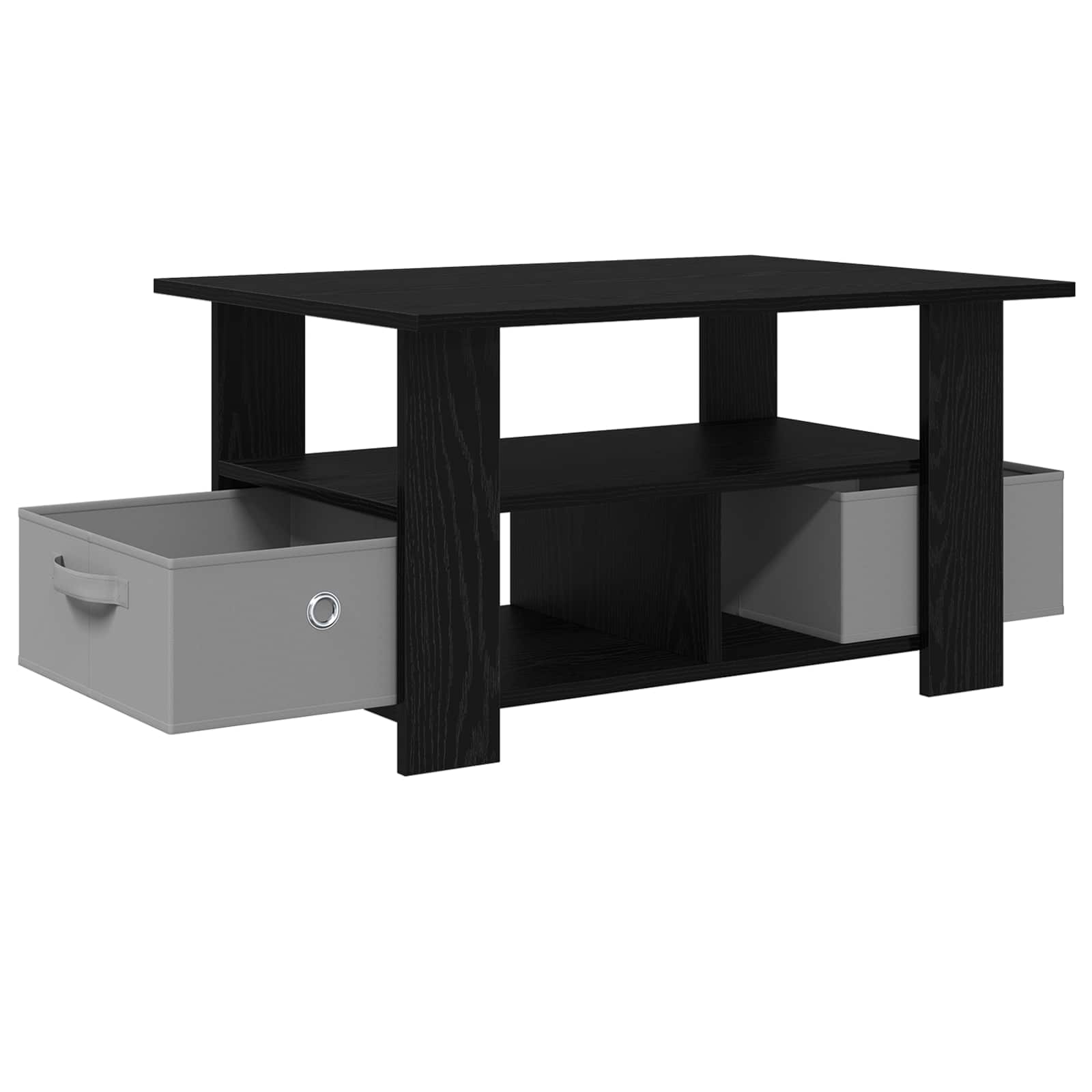 vidaXL Stolik kawowy z szufladą Czarny Dąb 77 x 55 x 42 cm