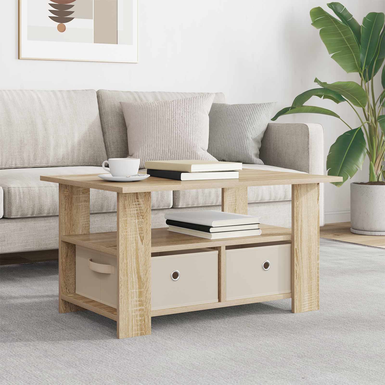 vidaXL Stolik kawowy z szufladą Dąb Sonoma 77 x 55 x 42 cm