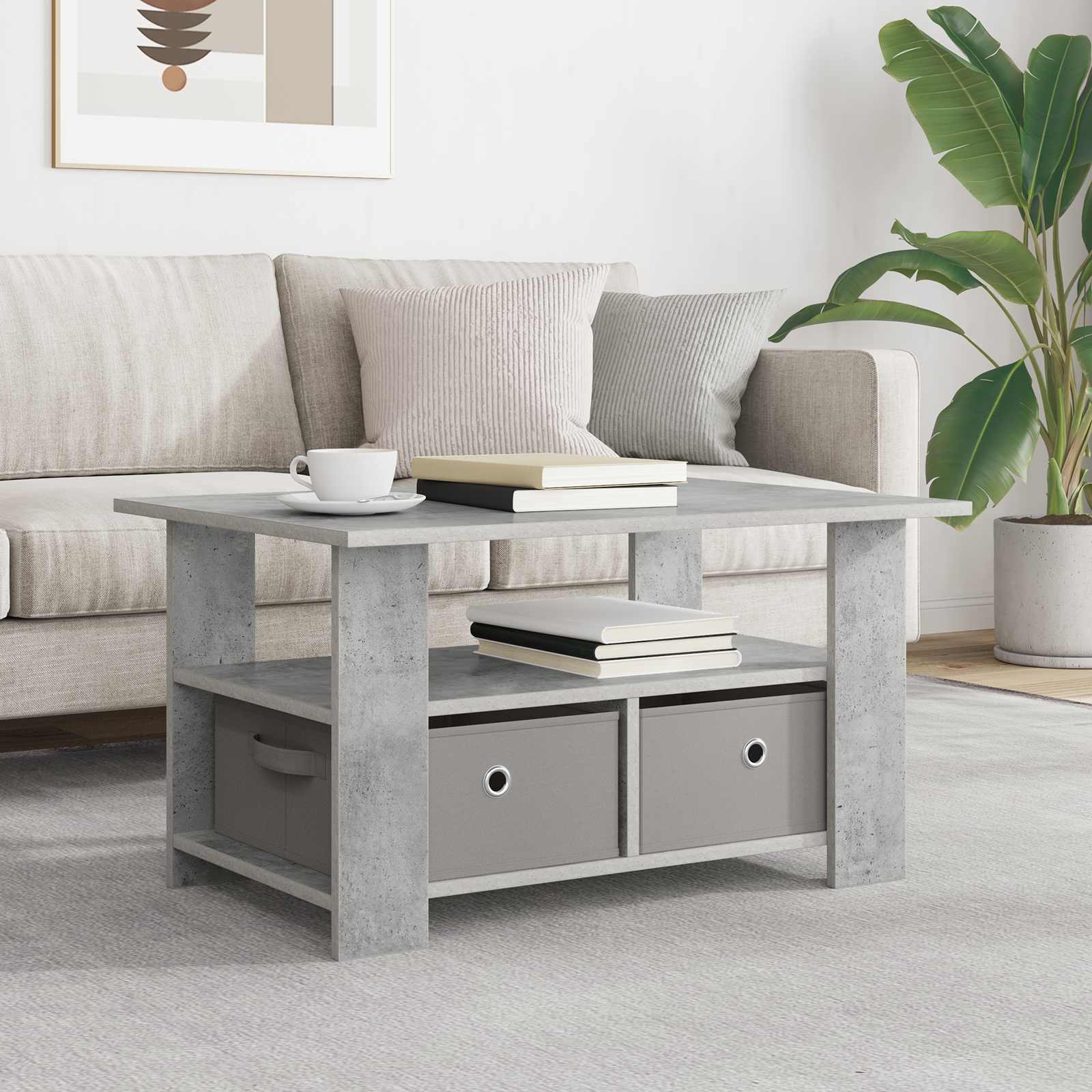 vidaXL Stolik kawowy z szufladą Betonowy szary 77 x 55 x 42 cm