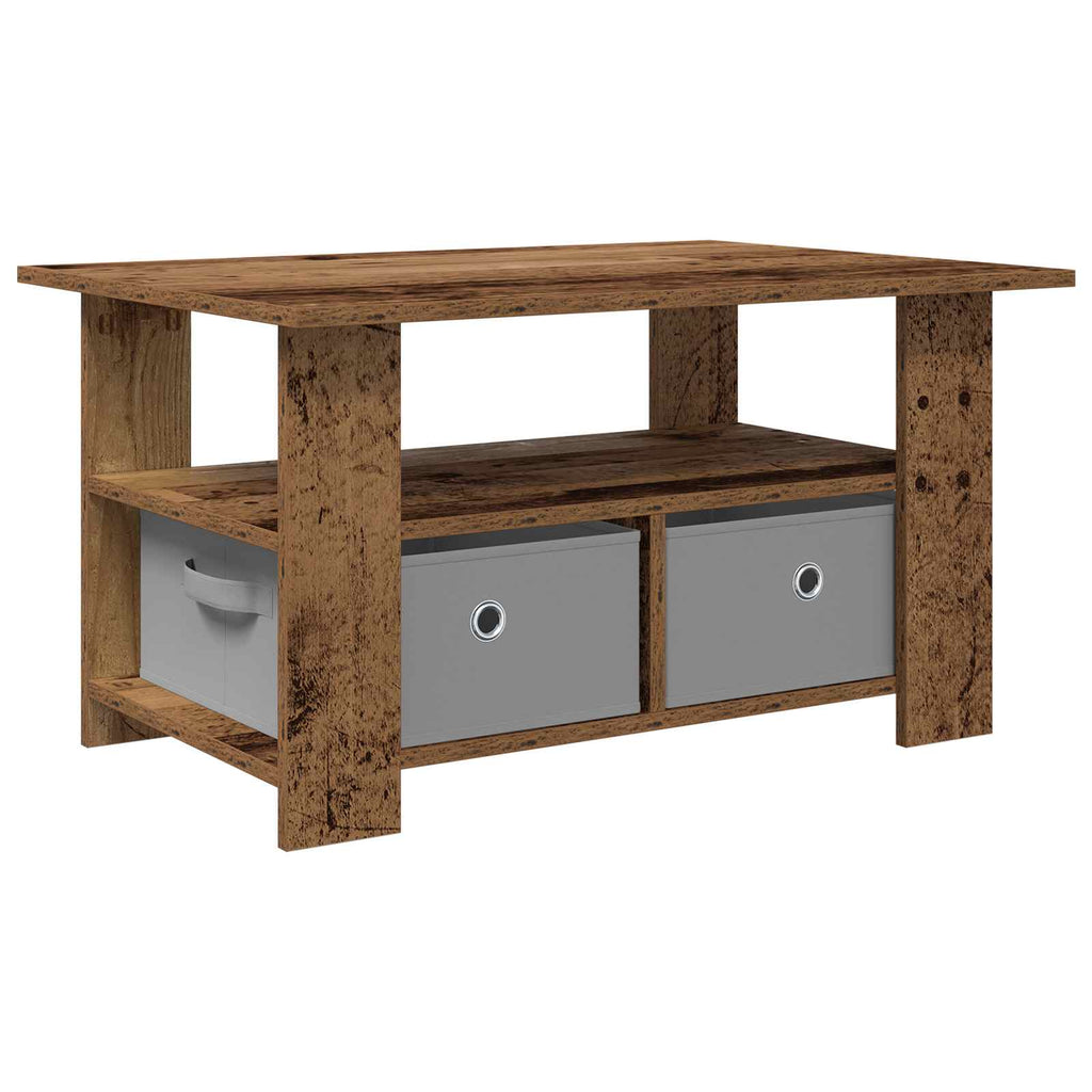 vidaXL Stolik kawowy z szufladą Stare drewno 77 x 55 x 42 cm