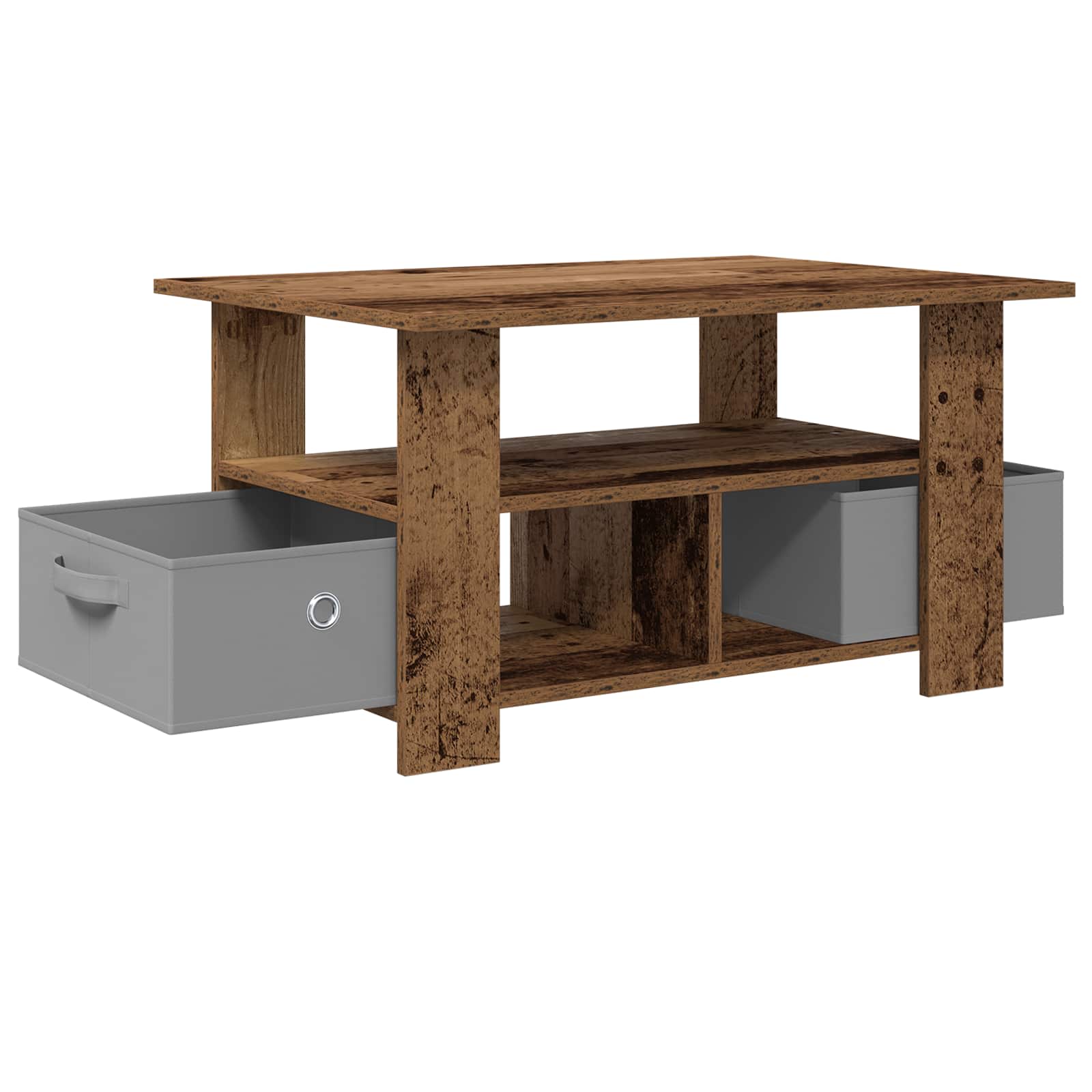 vidaXL Stolik kawowy z szufladą Stare drewno 77 x 55 x 42 cm