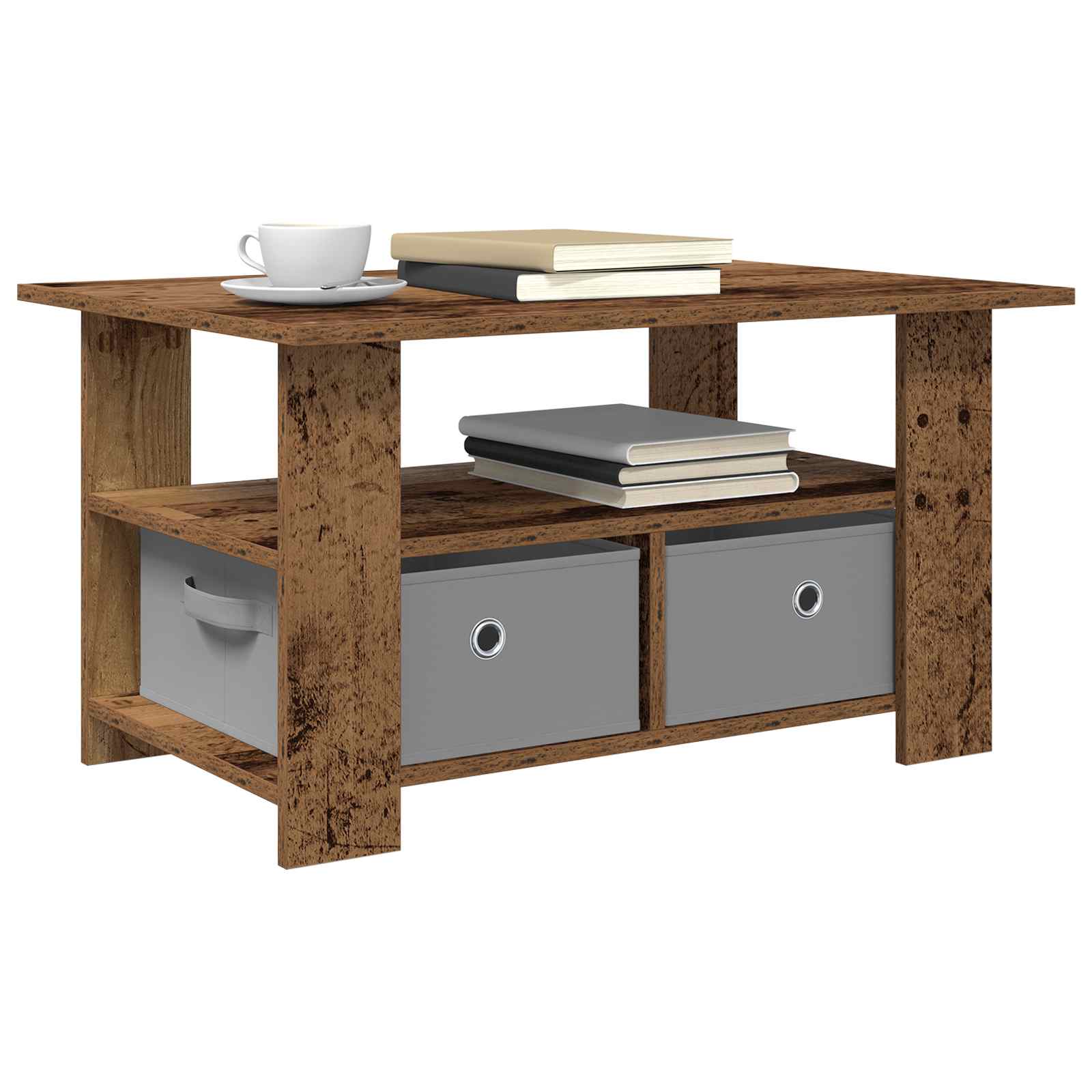 vidaXL Stolik kawowy z szufladą Stare drewno 77 x 55 x 42 cm