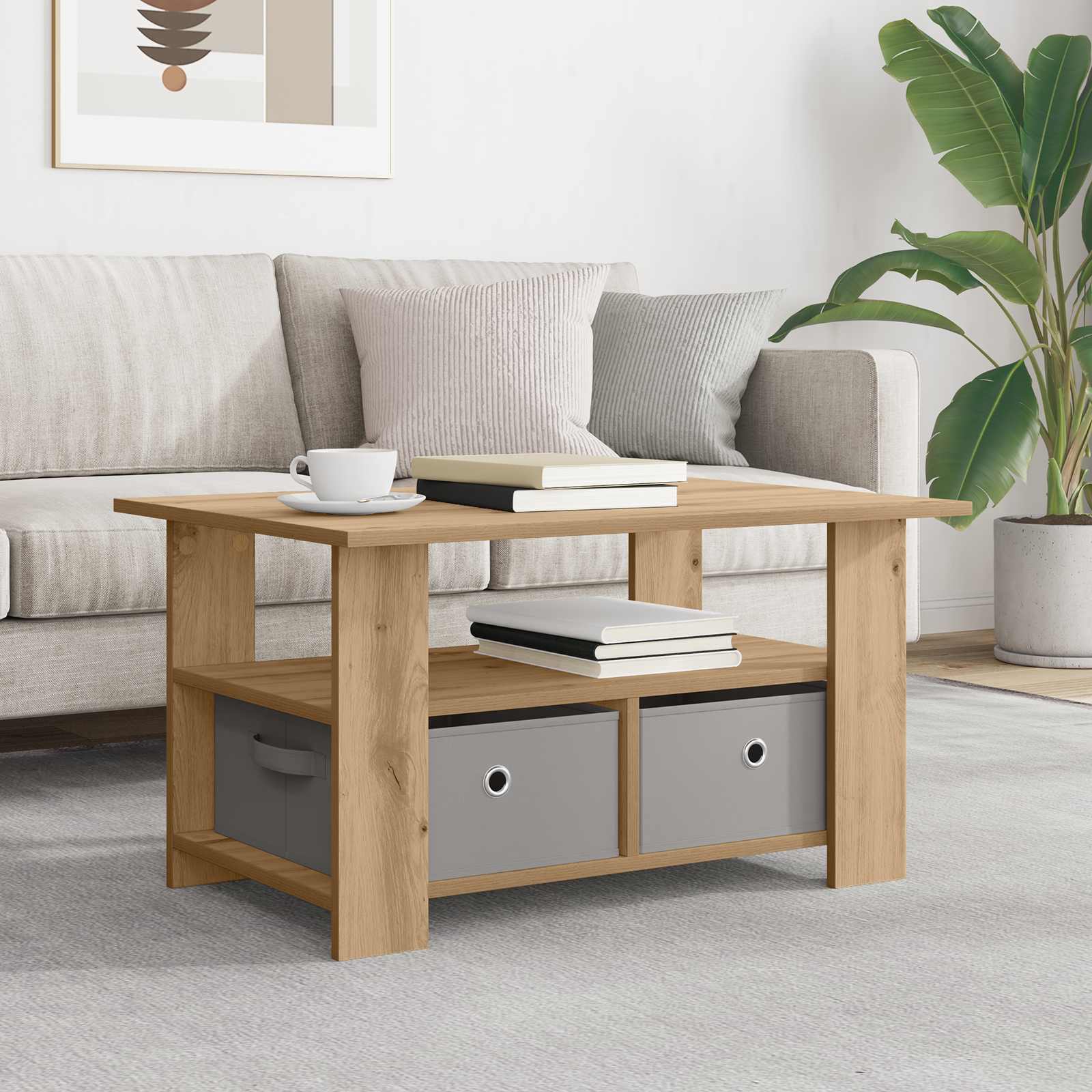 vidaXL Stolik kawowy Dąb rzemieślniczy 77 x 55 x 42 cm