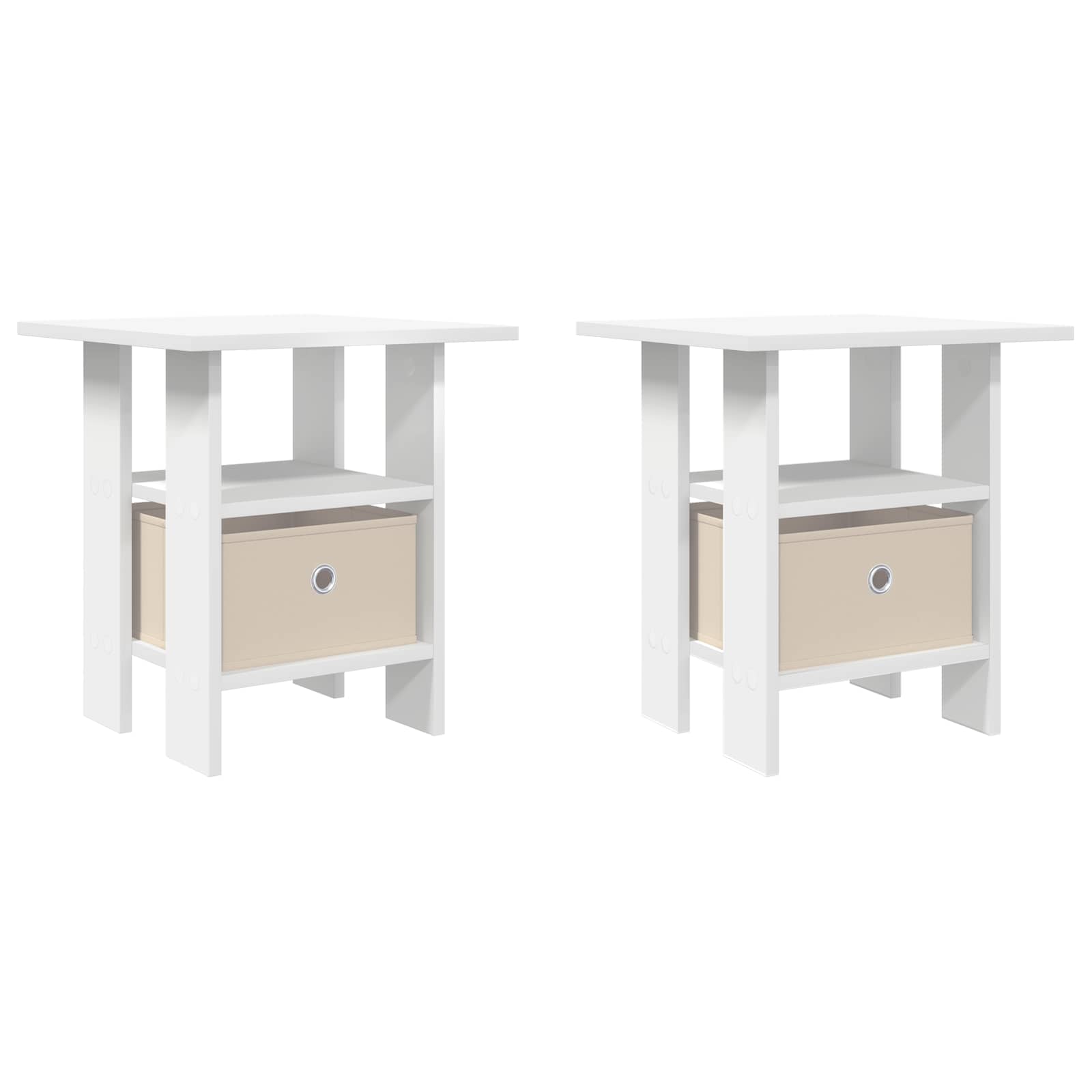 vidaXL Stolik nocny z szufladą 2 pcs Biały 41 x 40 x 45 cm
