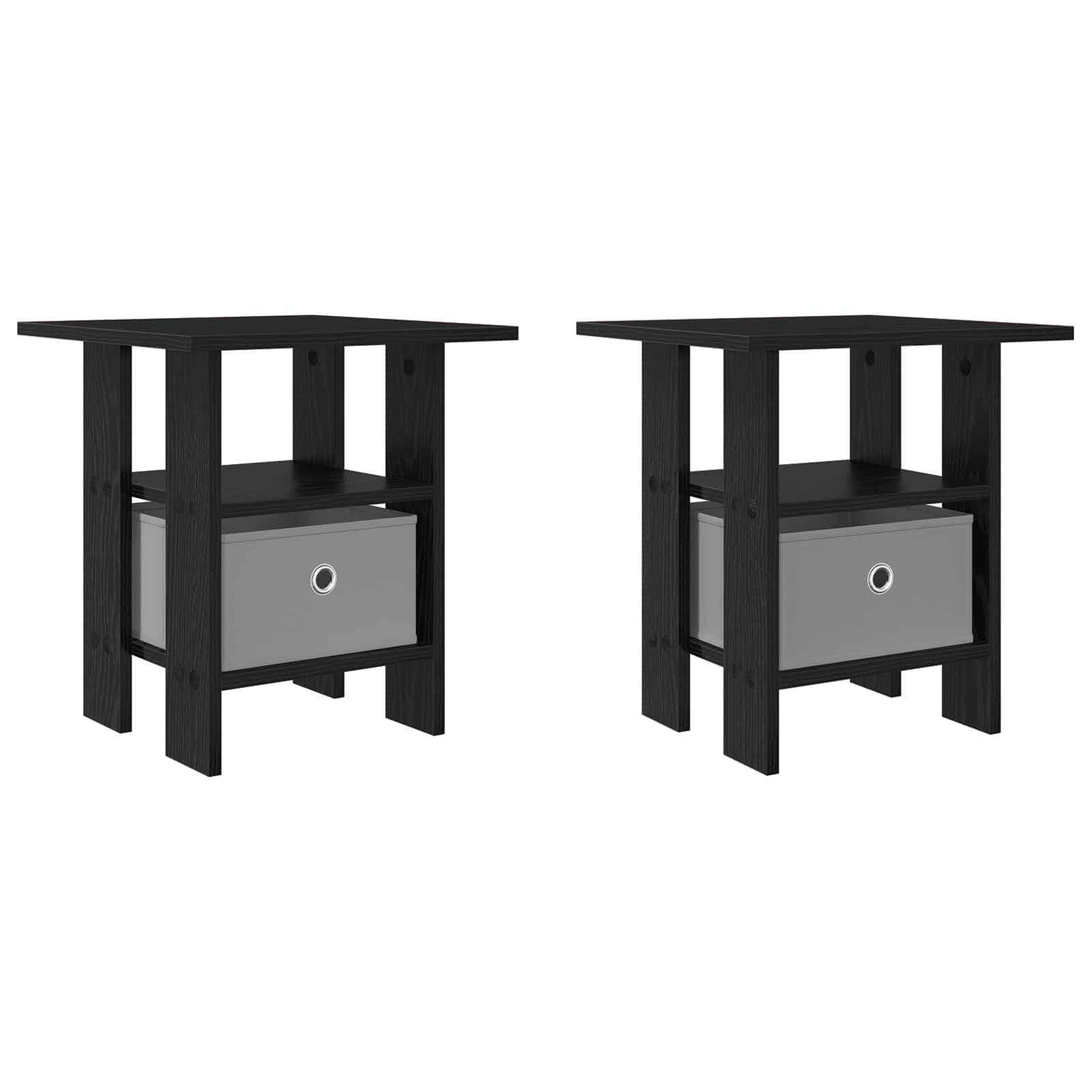vidaXL Stolik nocny z szufladą 2 pcs Czarny Dąb 41 x 40 x 45 cm