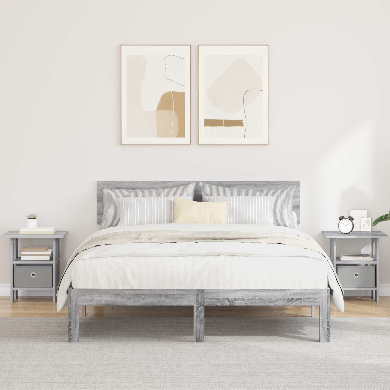 vidaXL Stolik nocny z szufladą 2 pcs Szary Sonoma 41 x 40 x 45 cm