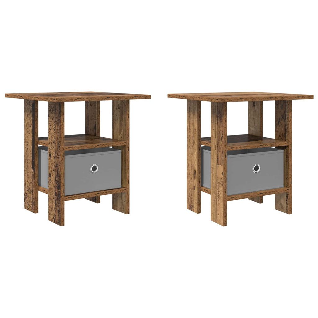 vidaXL Stolik nocny z szufladą 2 pcs Stare drewno 41 x 40 x 45 cm