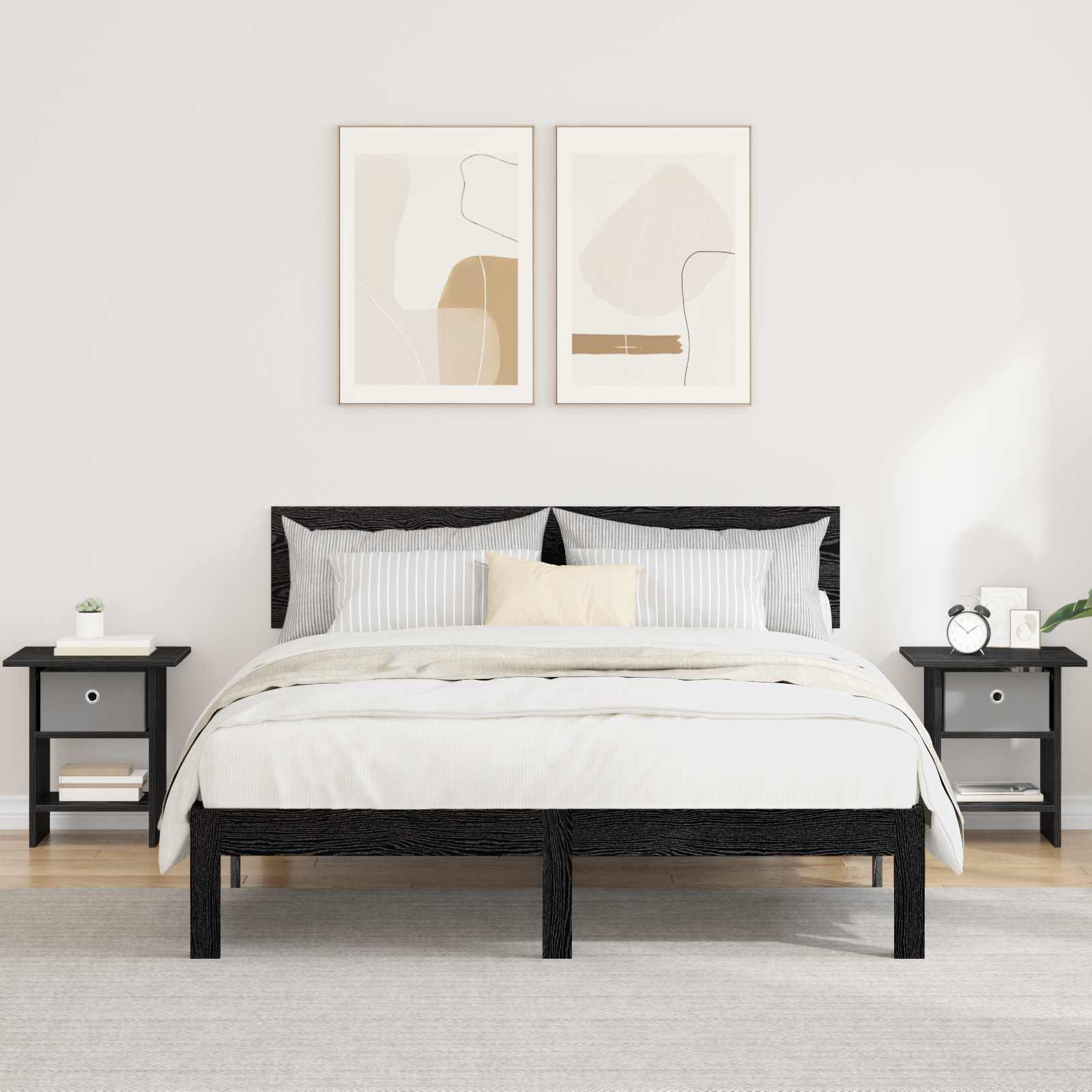 vidaXL Stolik nocny z szufladą 2 pcs Czarny Dąb 41 x 40 x 45 cm