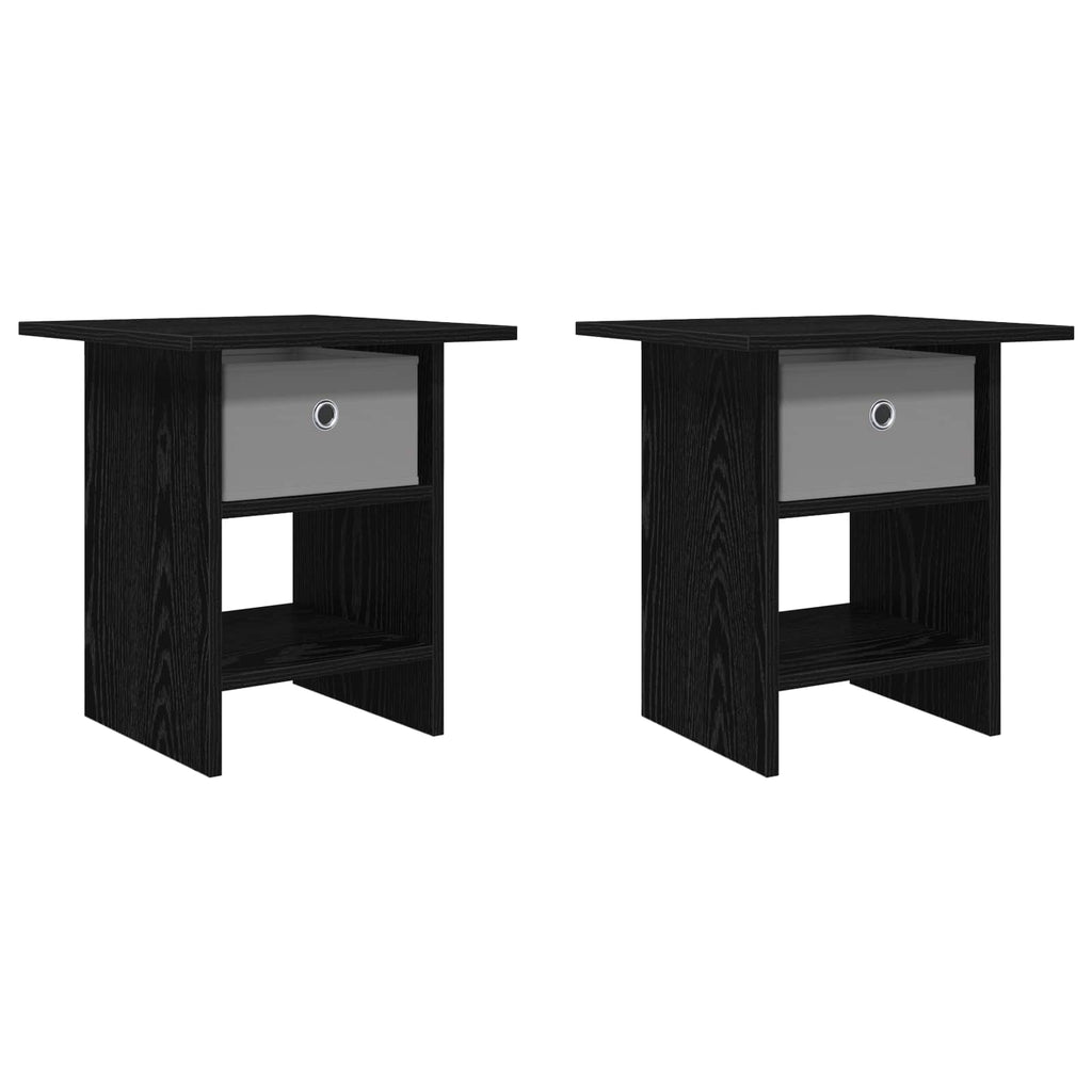 vidaXL Stolik nocny z szufladą 2 pcs Czarny Dąb 41 x 40 x 45 cm