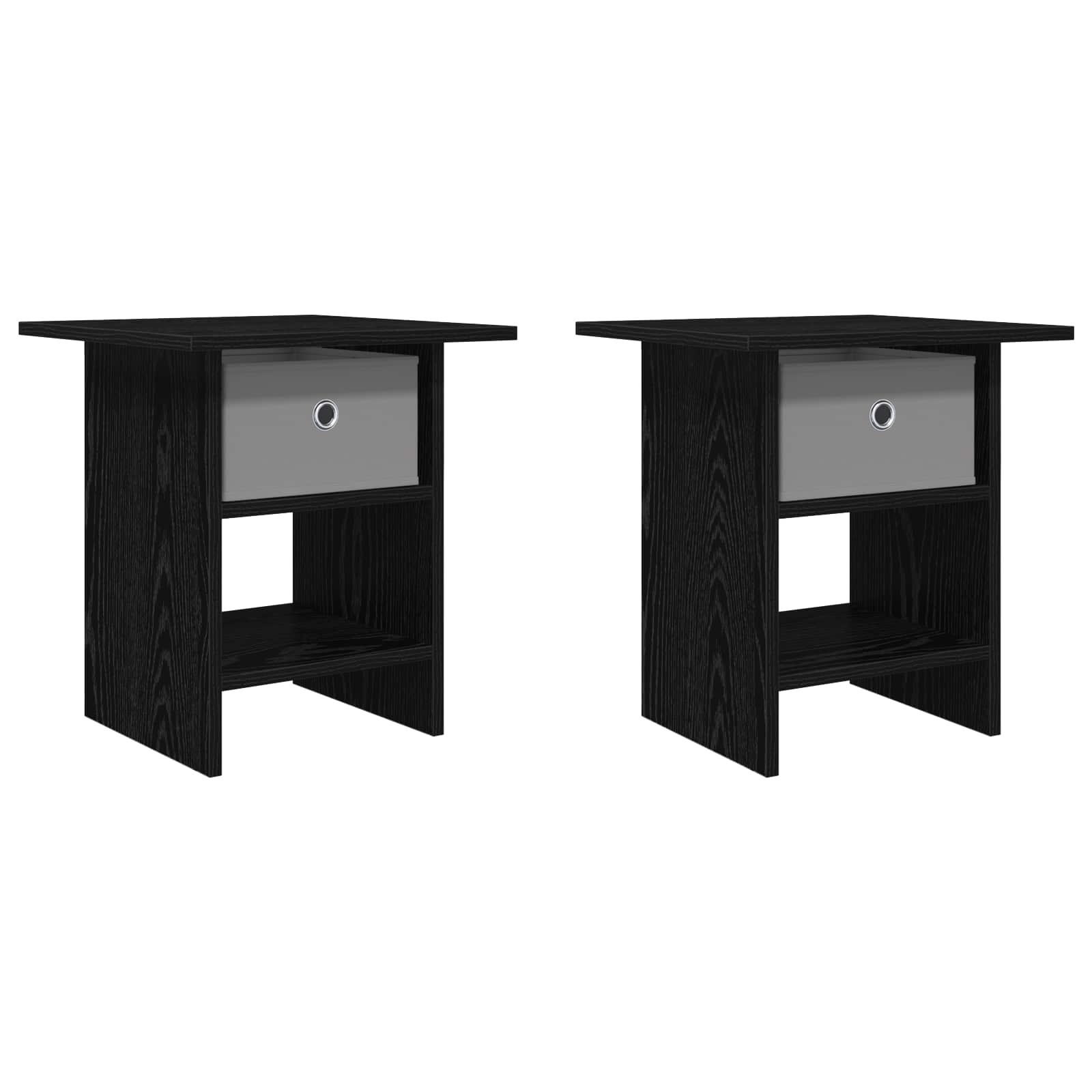 vidaXL Stolik nocny z szufladą 2 pcs Czarny Dąb 41 x 40 x 45 cm