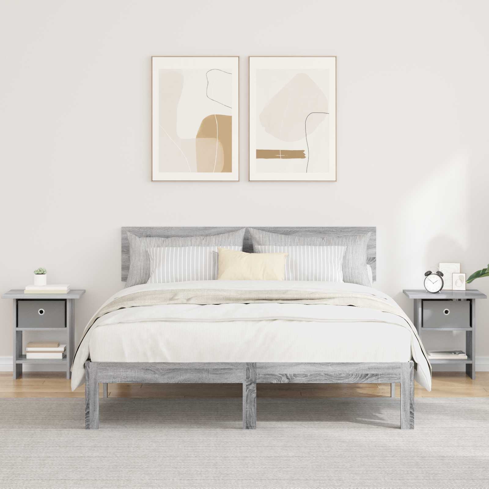 vidaXL Stolik nocny z szufladą 2 pcs Szary Sonoma 41 x 40 x 45 cm