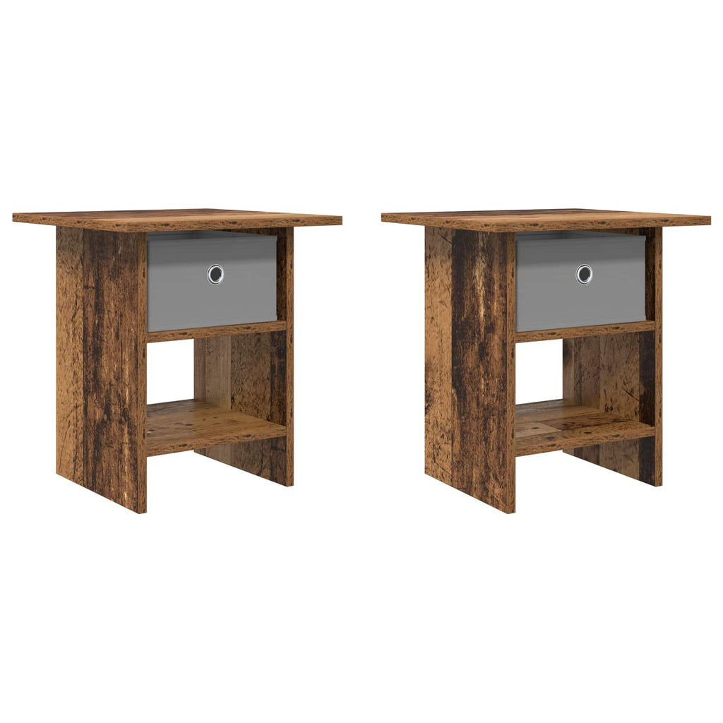 vidaXL Stolik nocny z szufladą 2 pcs Stare drewno 41 x 40 x 45 cm