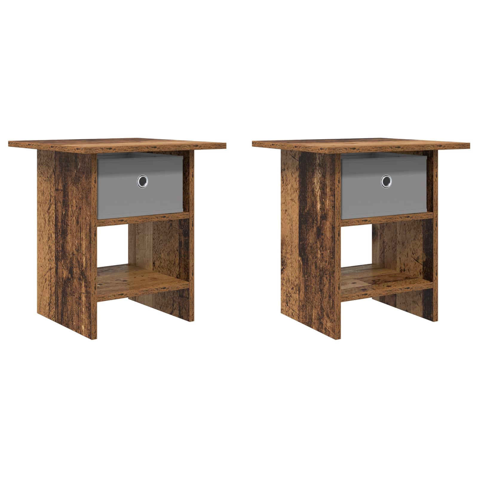 vidaXL Stolik nocny z szufladą 2 pcs Stare drewno 41 x 40 x 45 cm