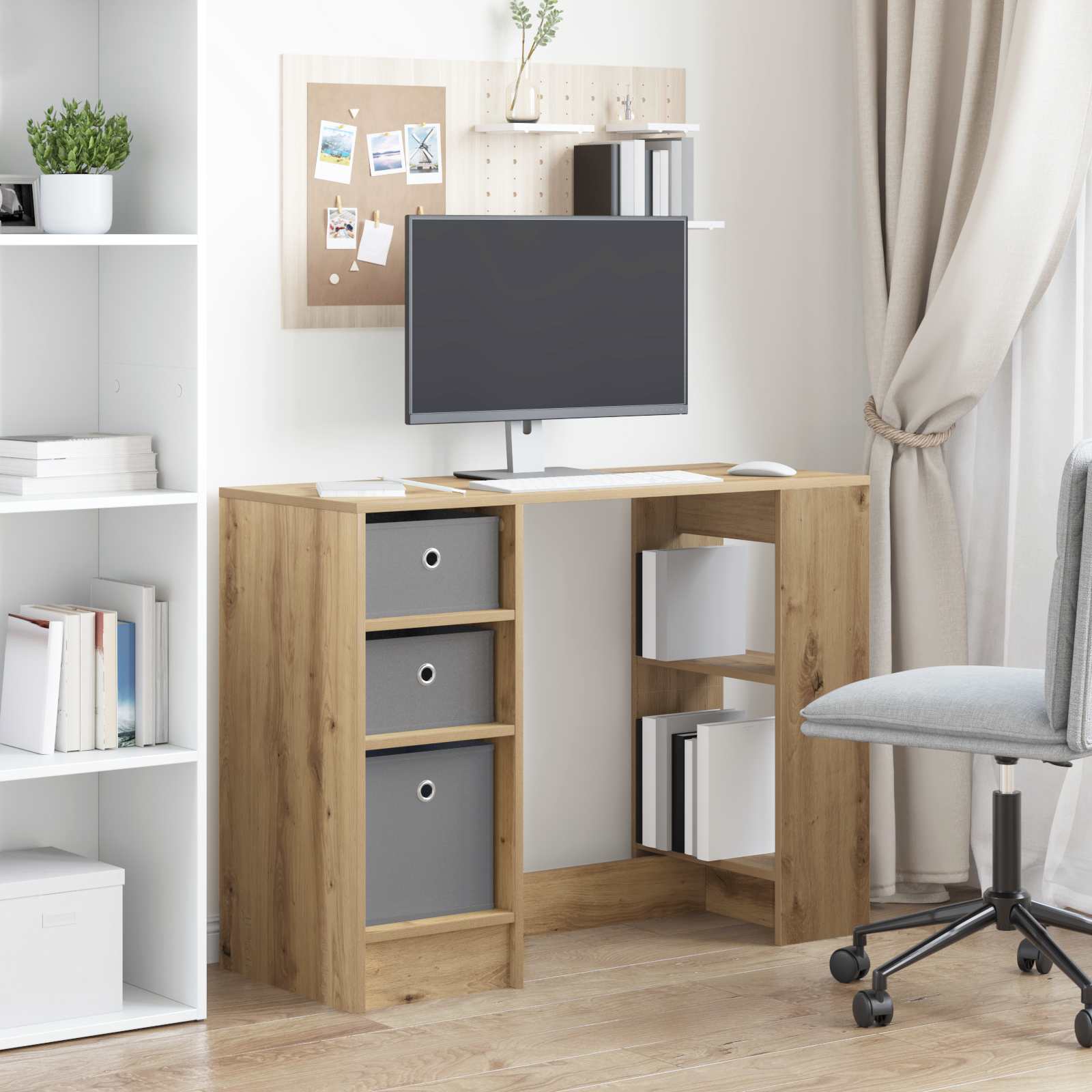 vidaXL Biurko Dąb rzemieślniczy Materiał drewnopochodny
