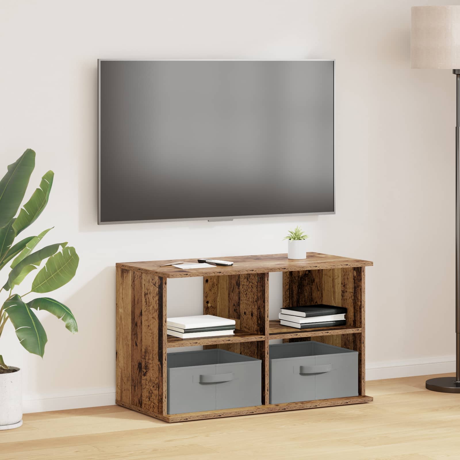 vidaXL Stojak na telewizor z szufladą Stare drewno 79 x 40 x 48 cm