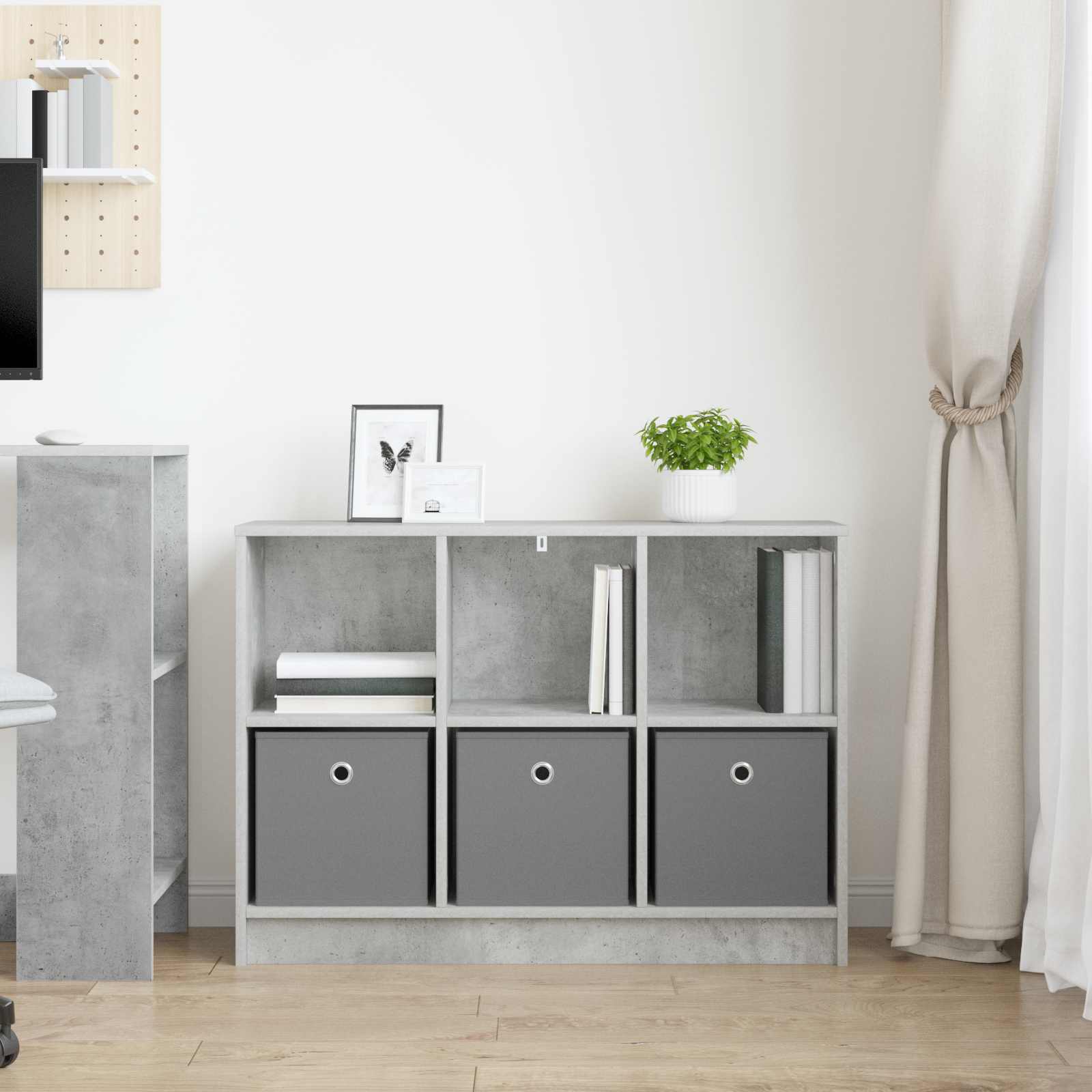 vidaXL Bufet z szufladą Betonowy szary 88,5 x 27,5 x 63,5 cm
