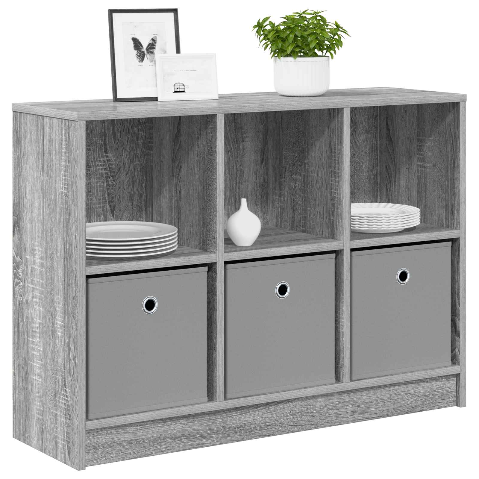 vidaXL Bufet z szufladą Szary Sonoma 88,5 x 27,5 x 63,5 cm