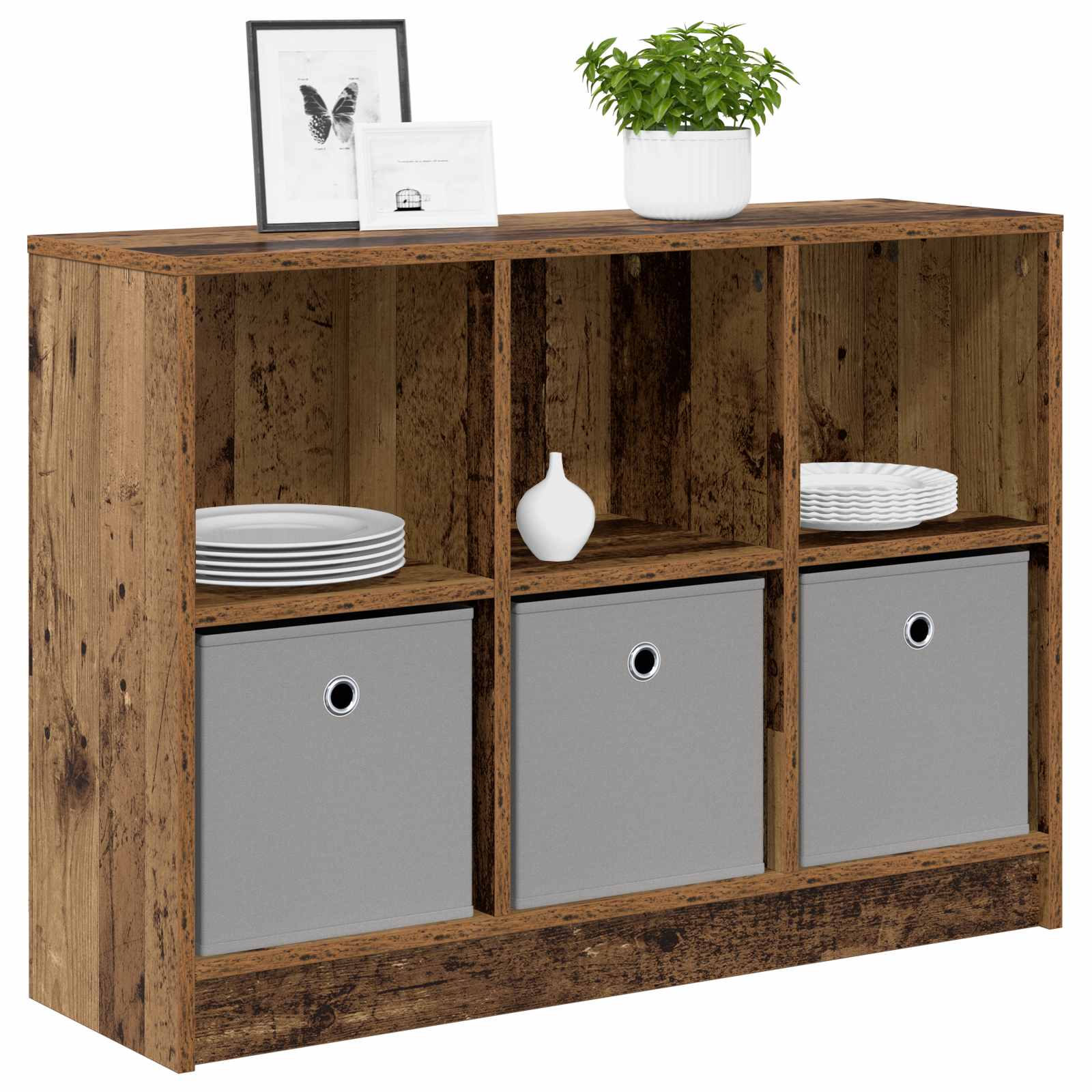 vidaXL Bufet z szufladą Stare drewno 88,5 x 27,5 x 63,5 cm