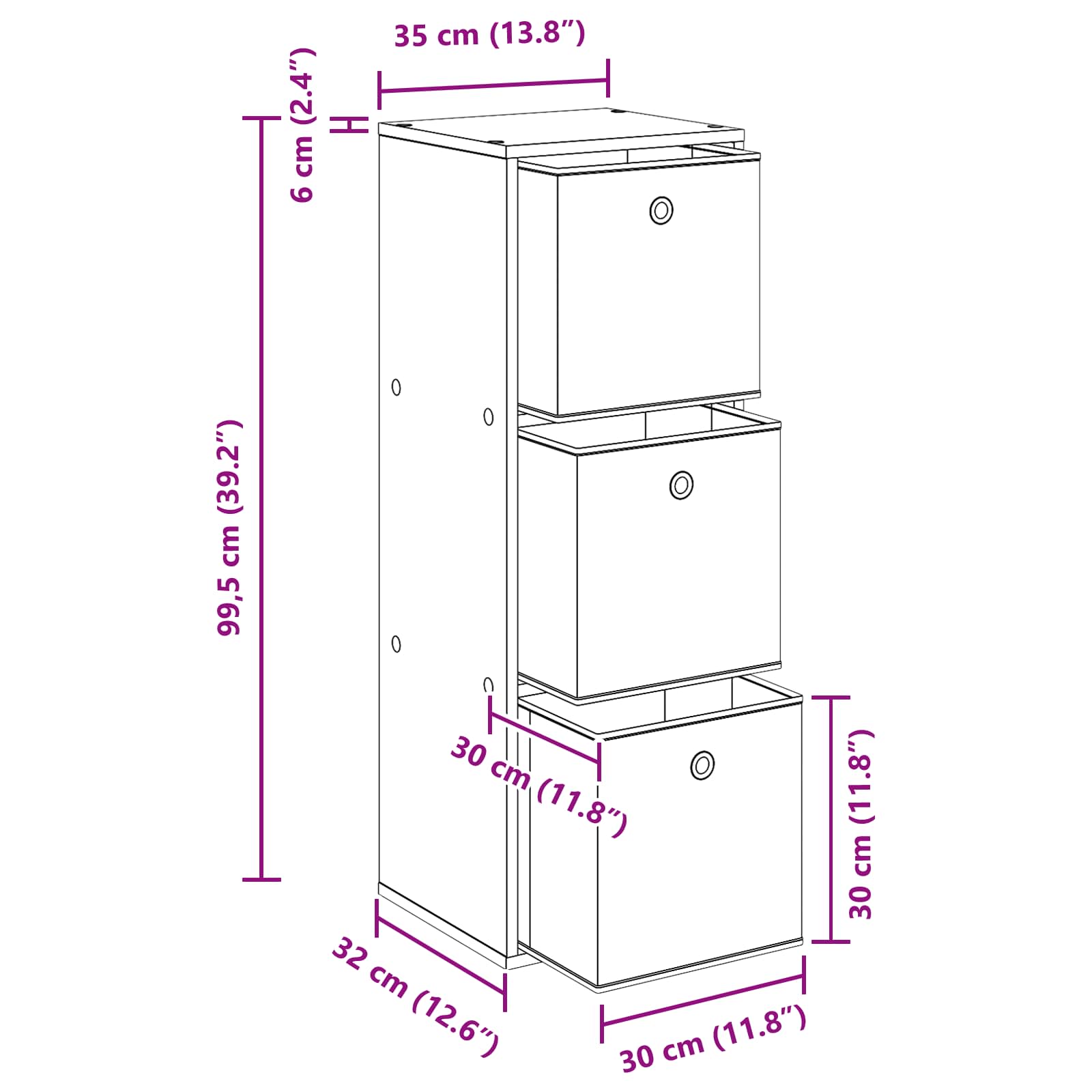vidaXL Bufet z szufladą Betonowy szary 35 x 32 x 99,5 cm