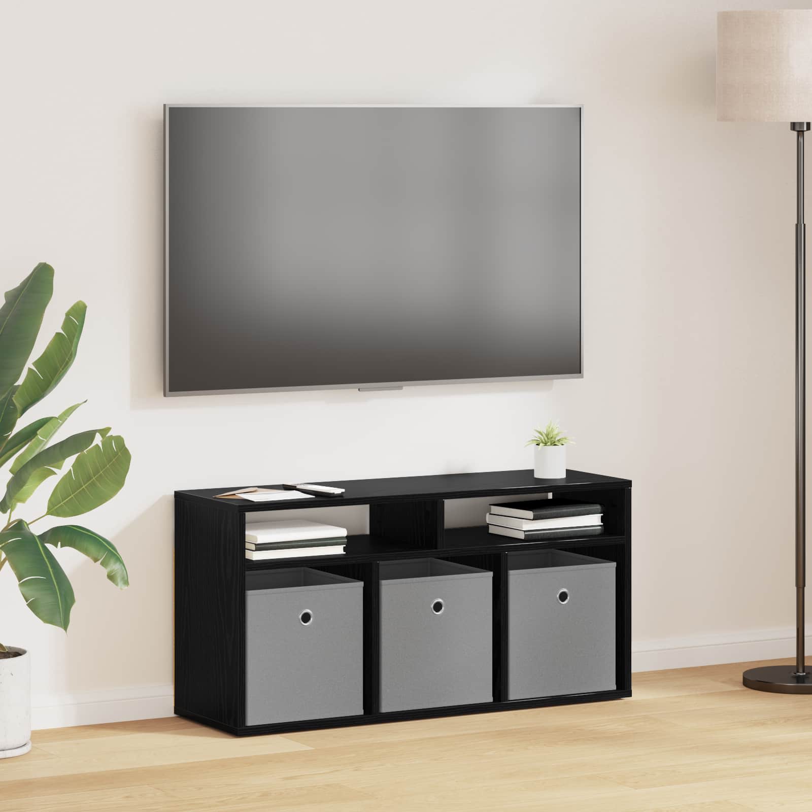 vidaXL Nisko szafka z szufladą Czarny Dąb 87 x 27,5 x 43 cm