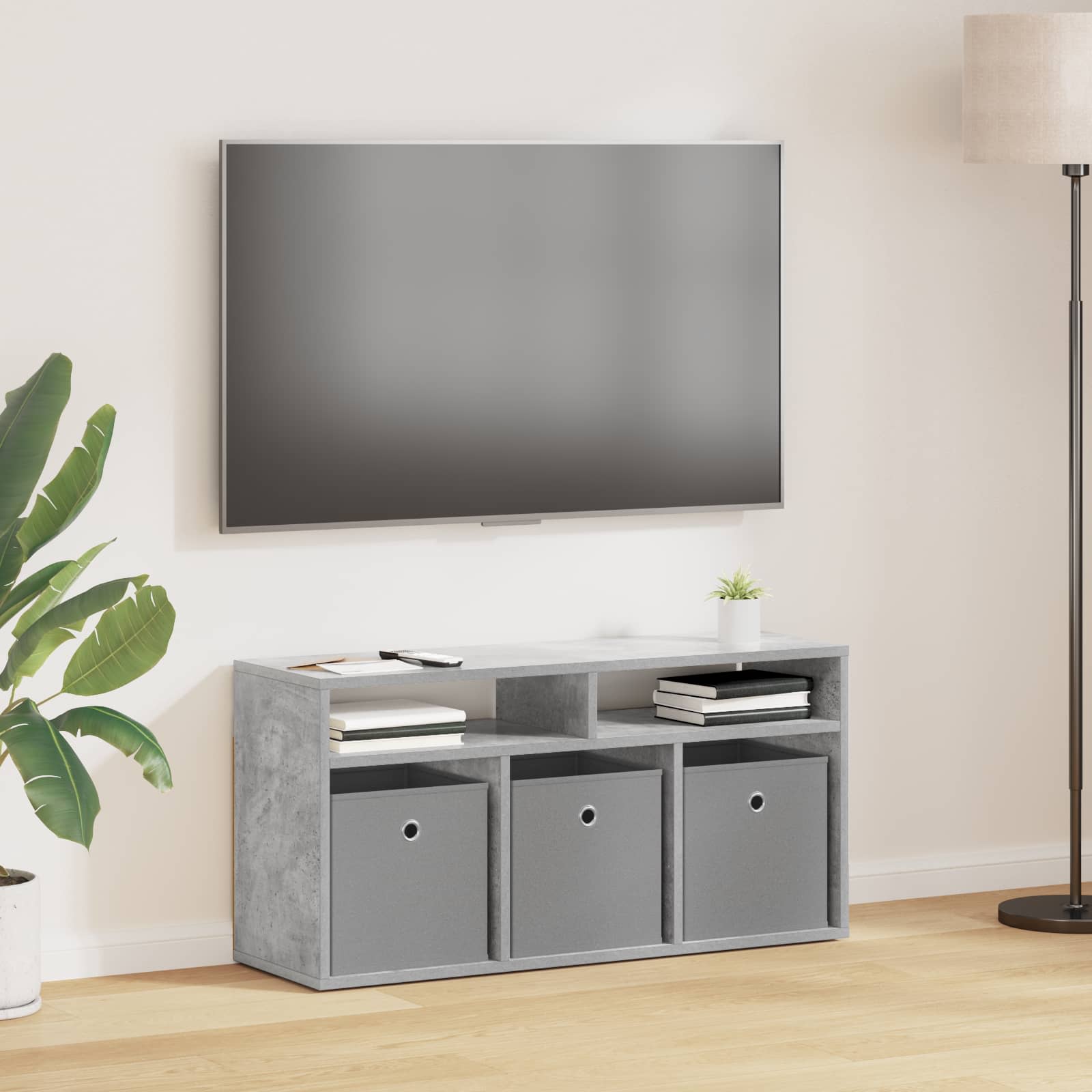 vidaXL Nisko szafka z szufladą Betonowy szary 87 x 27,5 x 43 cm