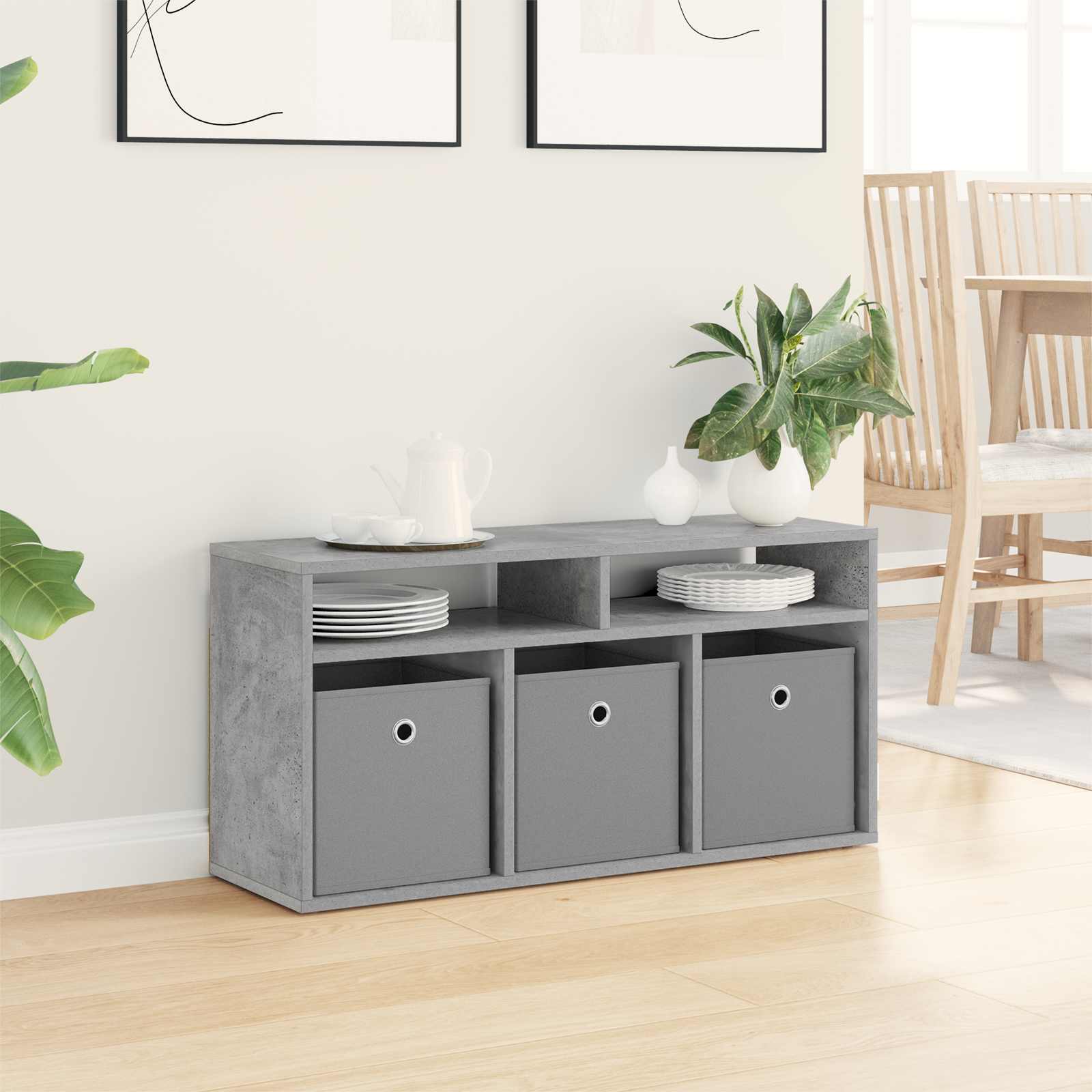 vidaXL Nisko szafka z szufladą Betonowy szary 87 x 27,5 x 43 cm