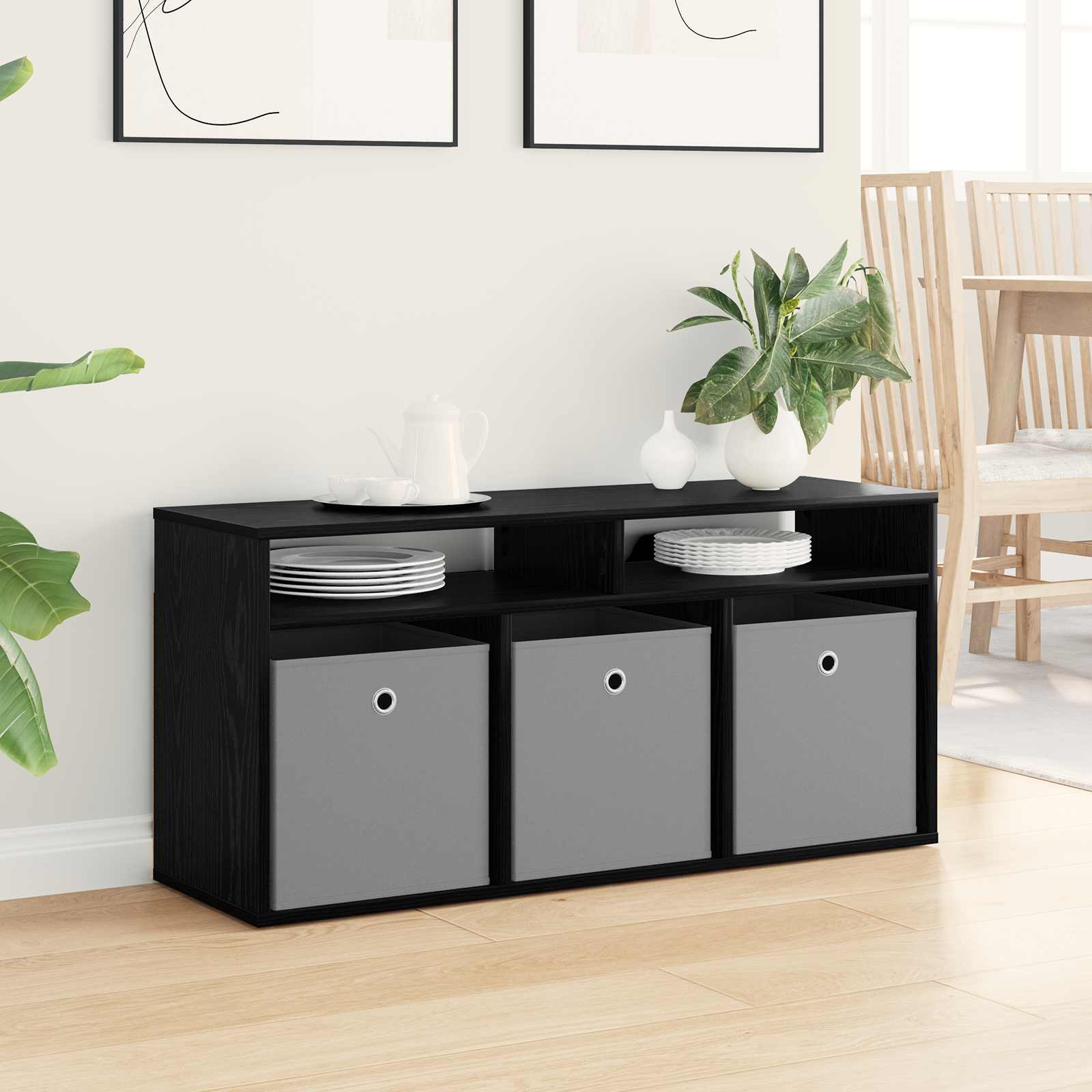vidaXL Nisko szafka z szufladą Czarny Dąb 102 x 32 x 48,5 cm
