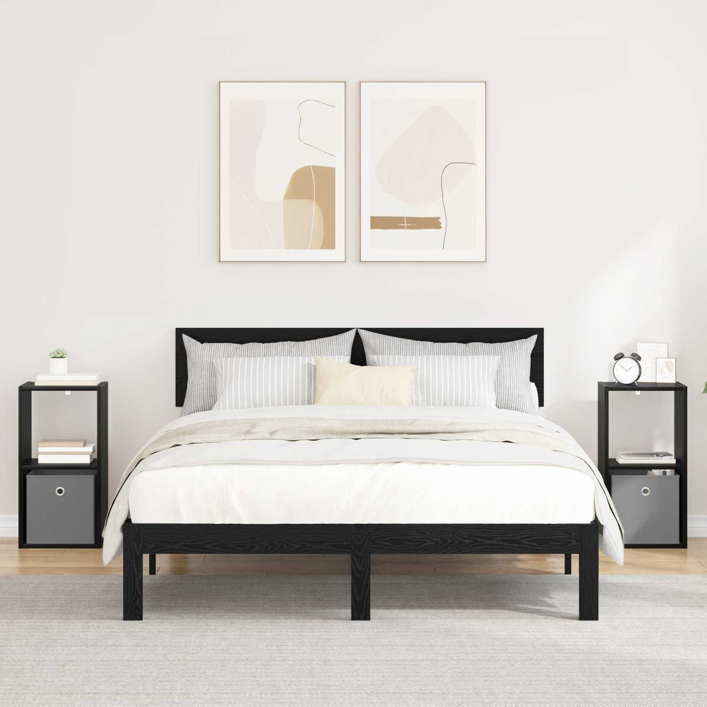 vidaXL Stolik nocny z szufladą 2 pcs Czarny Dąb 30,5 x 27 x 59,5 cm