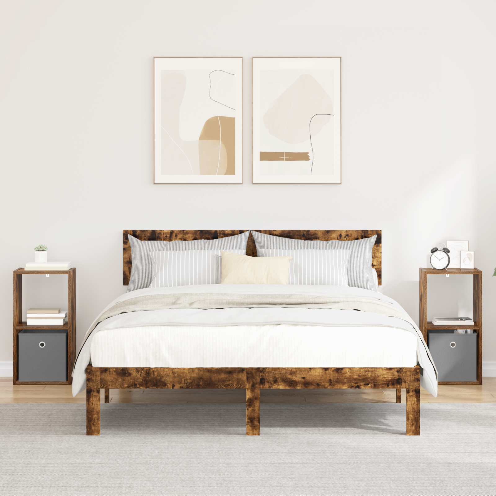 vidaXL Stolik nocny z szufladą 2 pcs Dąb wędzony 30,5 x 27 x 59,5 cm