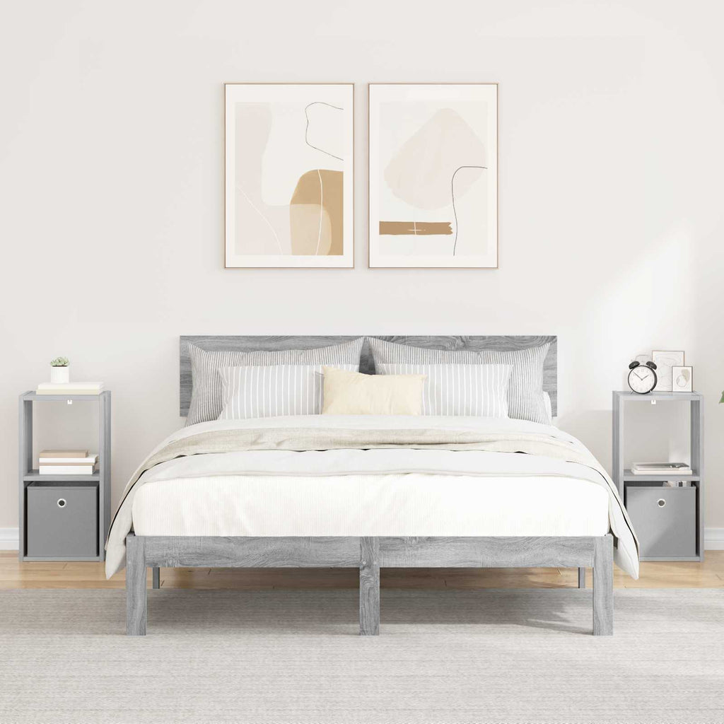 vidaXL Stolik nocny z szufladą 2 pcs Szary Sonoma 30,5 x 27 x 59,5 cm