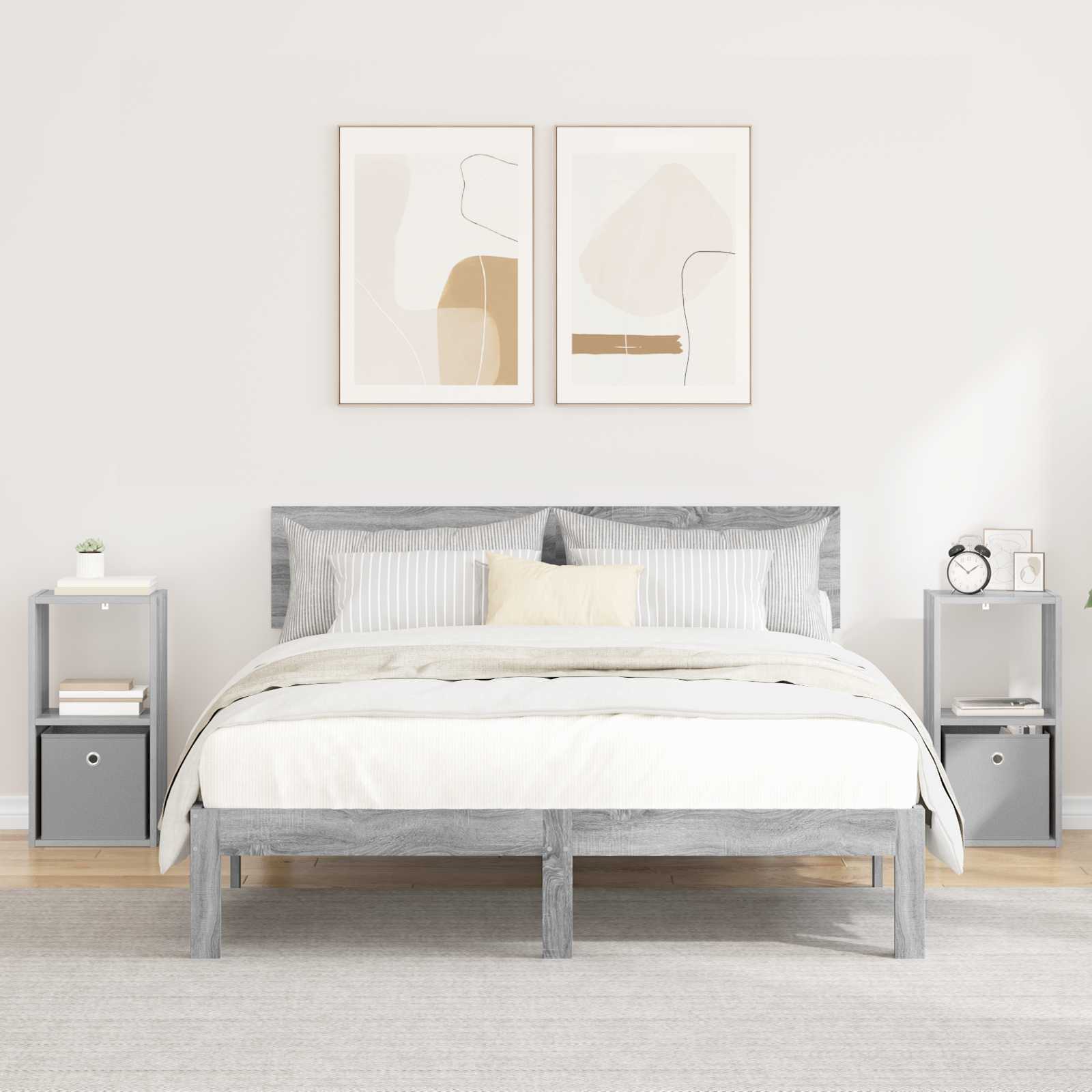 vidaXL Stolik nocny z szufladą 2 pcs Szary Sonoma 30,5 x 27 x 59,5 cm