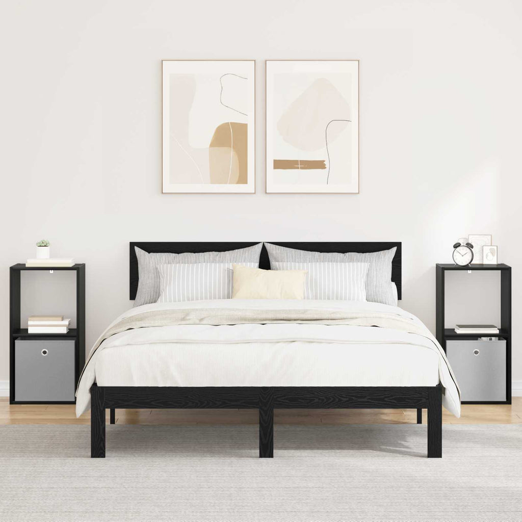 vidaXL Stolik nocny z szufladą 2 pcs Czarny Dąb 35 x 32 x 68,5 cm