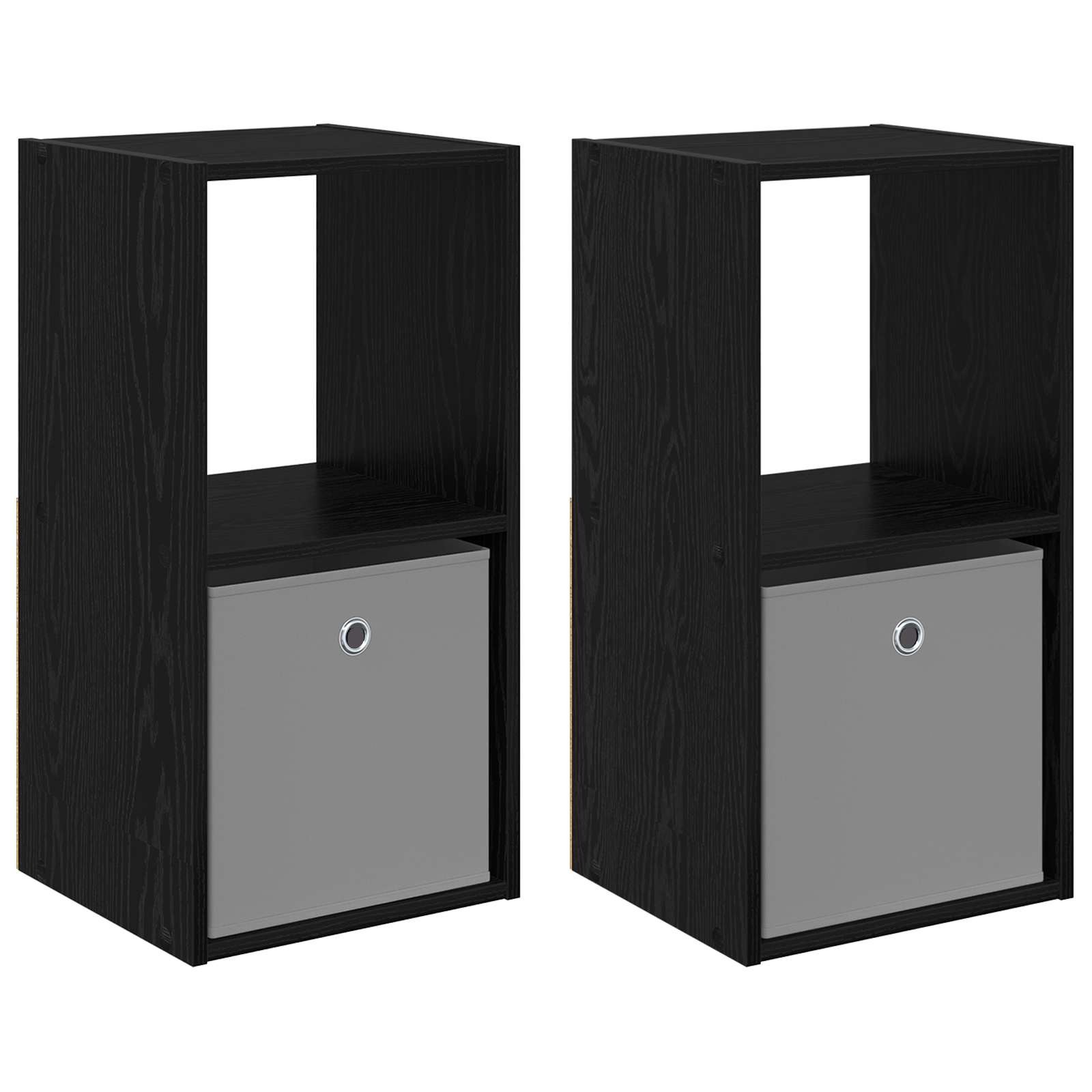 vidaXL Stolik nocny z szufladą 2 pcs Czarny Dąb 35 x 32 x 68,5 cm