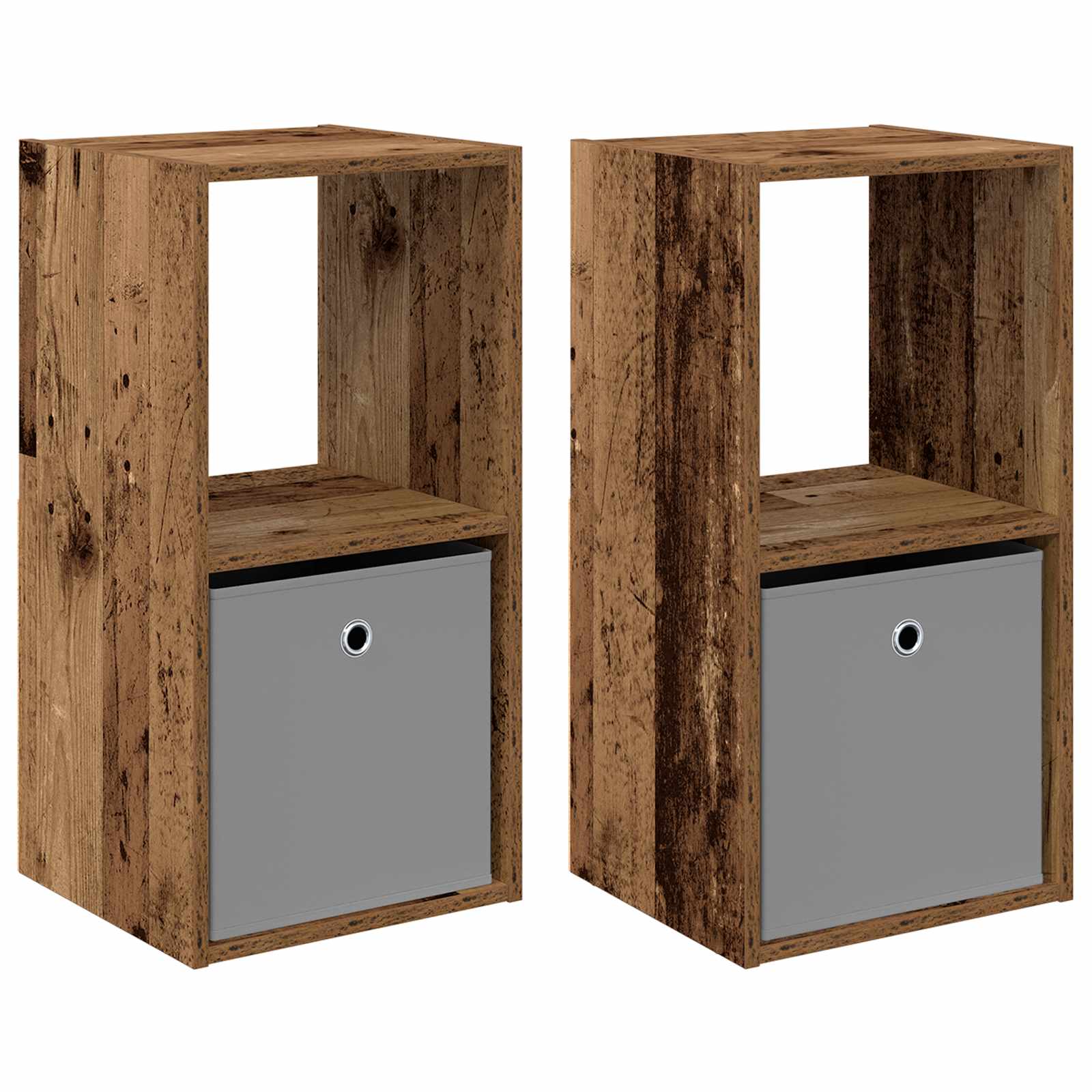 vidaXL Stolik nocny z szufladą 2 pcs Stare drewno 35 x 32 x 68,5 cm