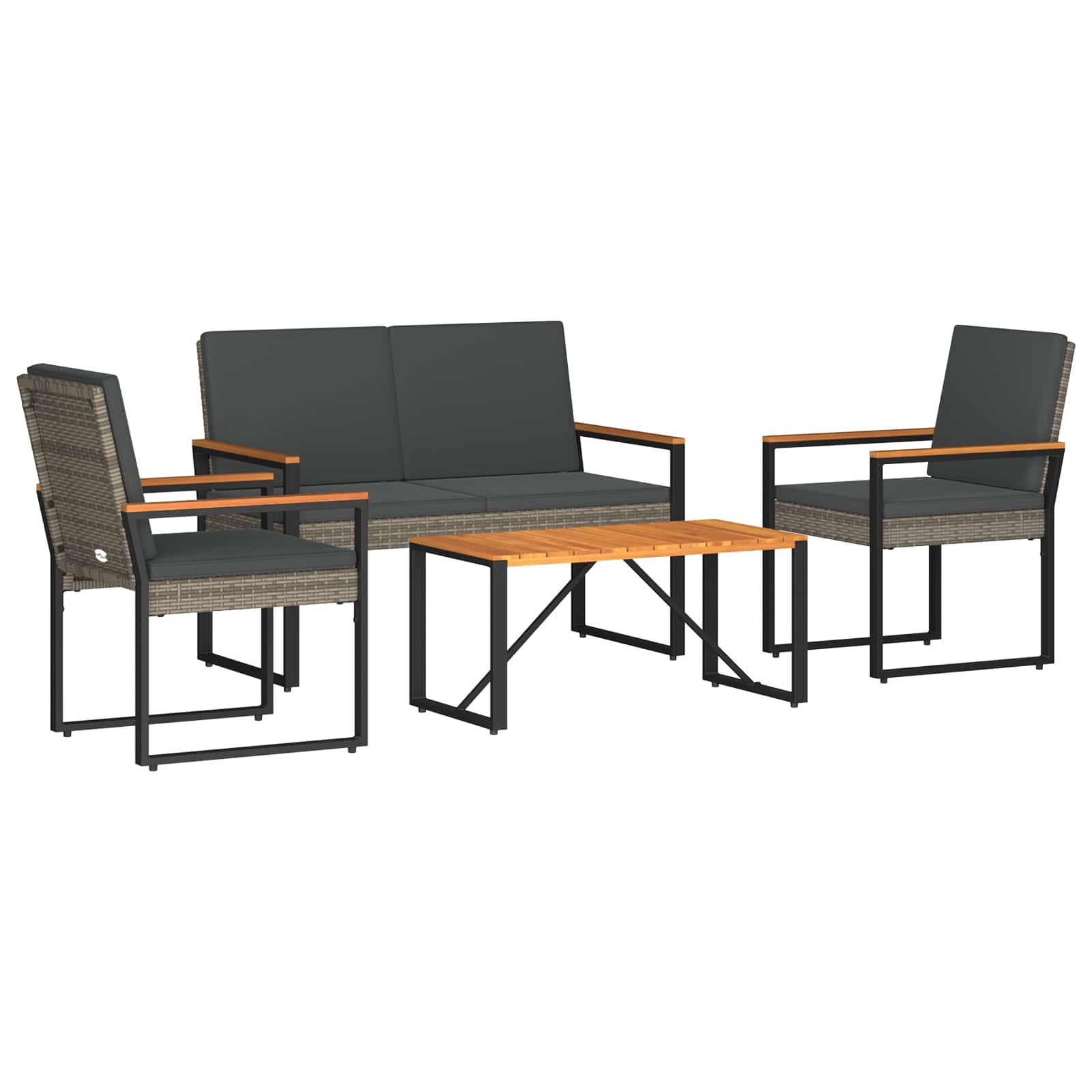 vidaXL Zestaw Mebli Ogrodowych 4 pcs Szary i ciemnoszary polirattan