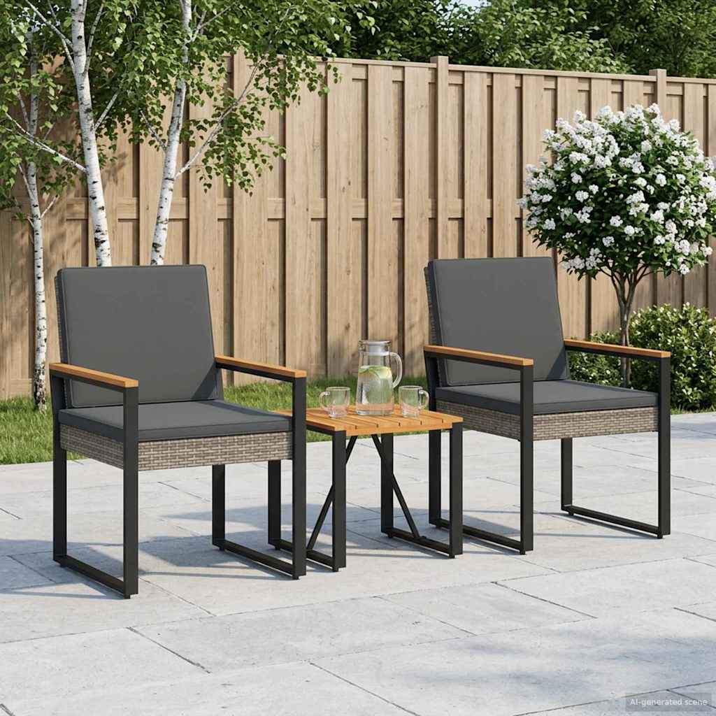 vidaXL Zestaw Mebli Ogrodowych 3 pcs Szary i ciemnoszary polirattan