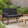 vidaXL Ławka ogrodowa z poduszką Czarny 107 x 61 x 80 cm polirattan