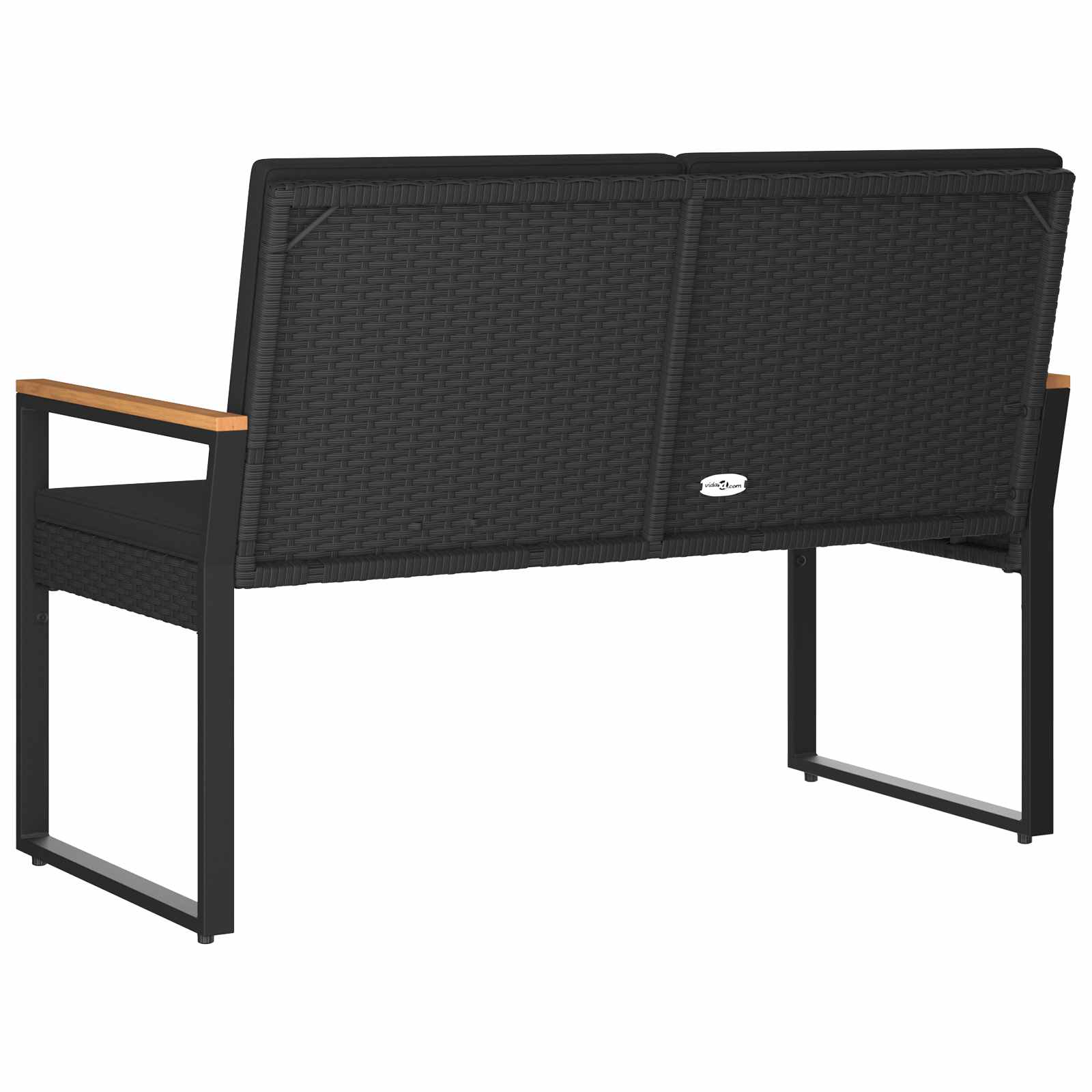 vidaXL Ławka ogrodowa z poduszką Czarny 107 x 61 x 80 cm polirattan