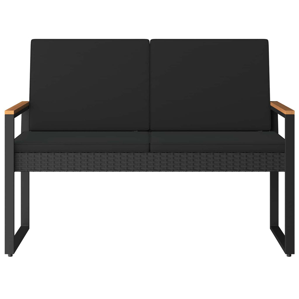 vidaXL Ławka ogrodowa z poduszką Czarny 107 x 61 x 80 cm polirattan