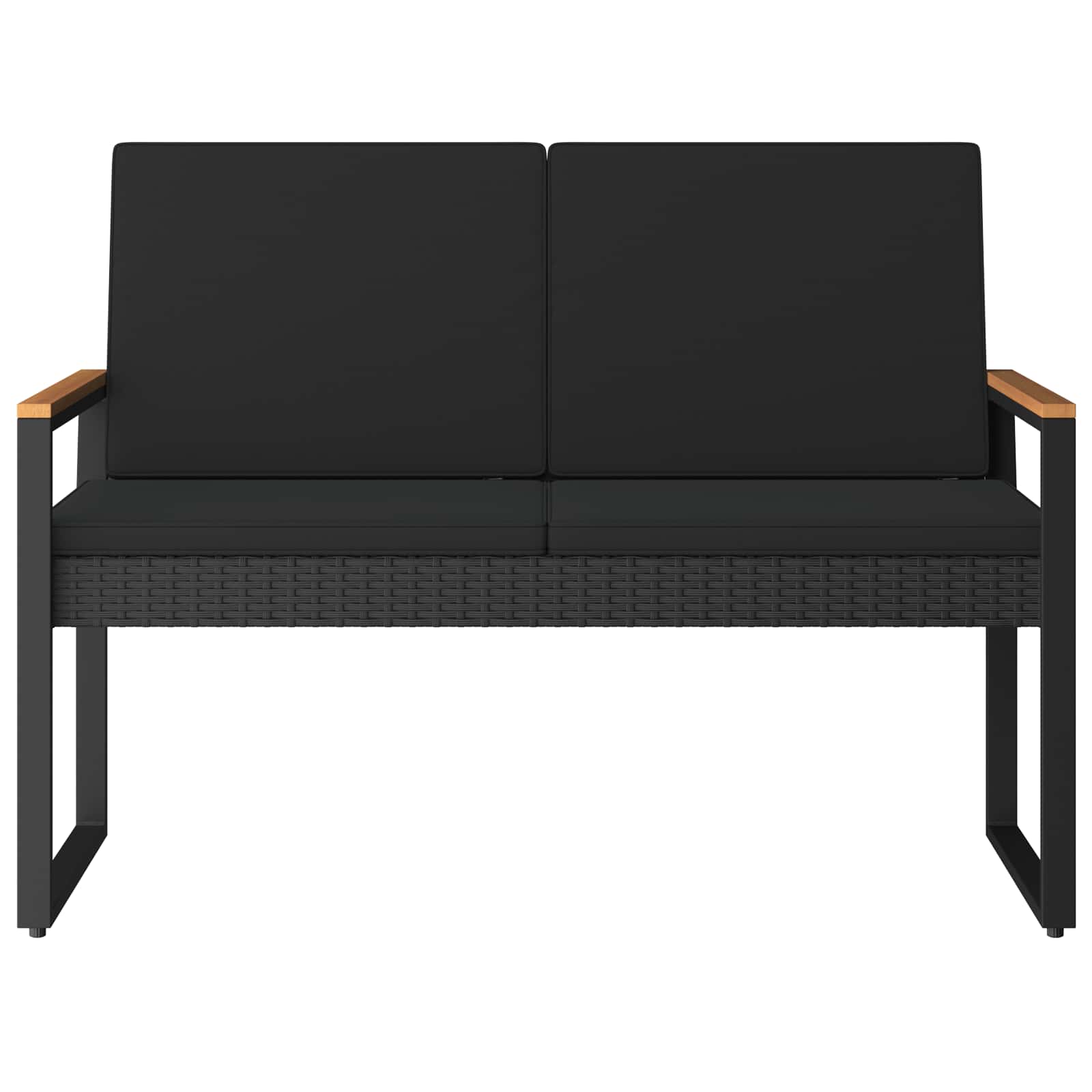 vidaXL Ławka ogrodowa z poduszką Czarny 107 x 61 x 80 cm polirattan