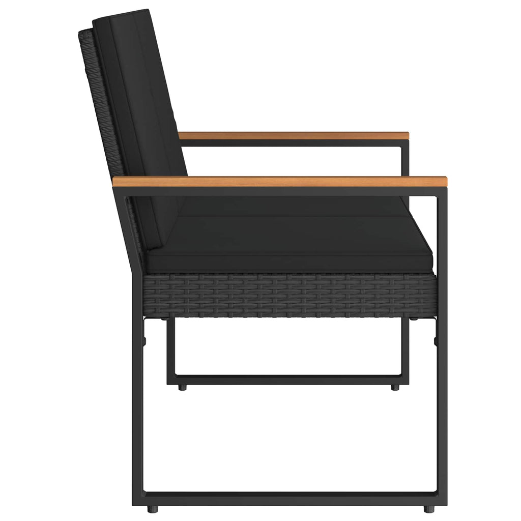 vidaXL Ławka ogrodowa z poduszką Czarny 107 x 61 x 80 cm polirattan