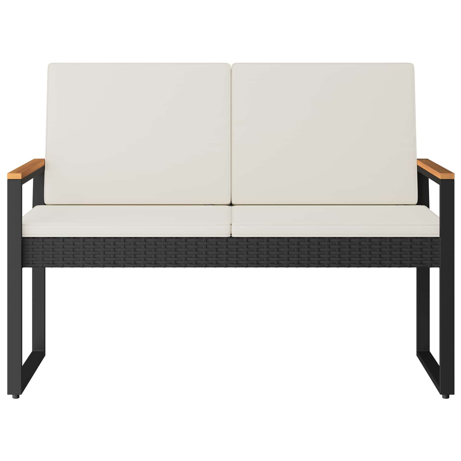 vidaXL Ławka ogrodowa Czarny i kremowo-biały 107 x 61 x 80 cm