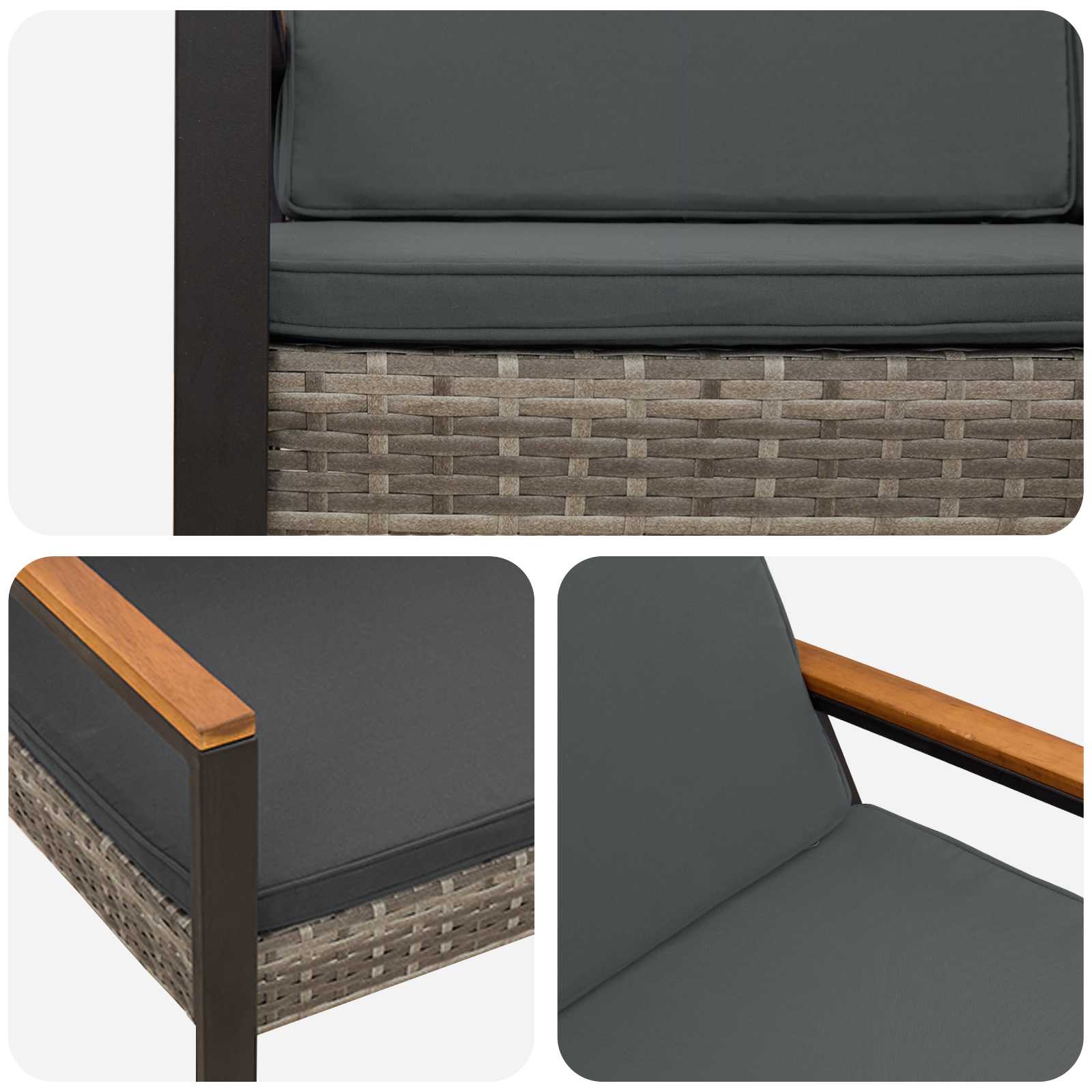vidaXL Ławka ogrodowa Szary i ciemnoszary 107 x 61 x 80 cm polirattan