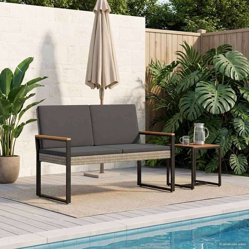 vidaXL Ławka ogrodowa Szary i ciemnoszary 107 x 61 x 80 cm polirattan