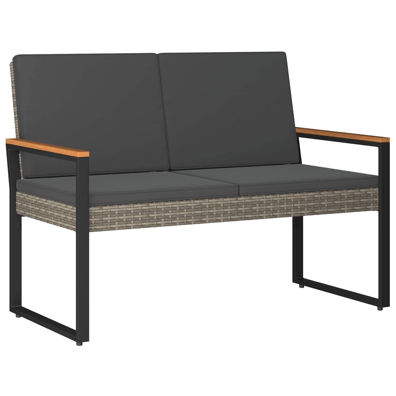 vidaXL Ławka ogrodowa Szary i ciemnoszary 107 x 61 x 80 cm polirattan