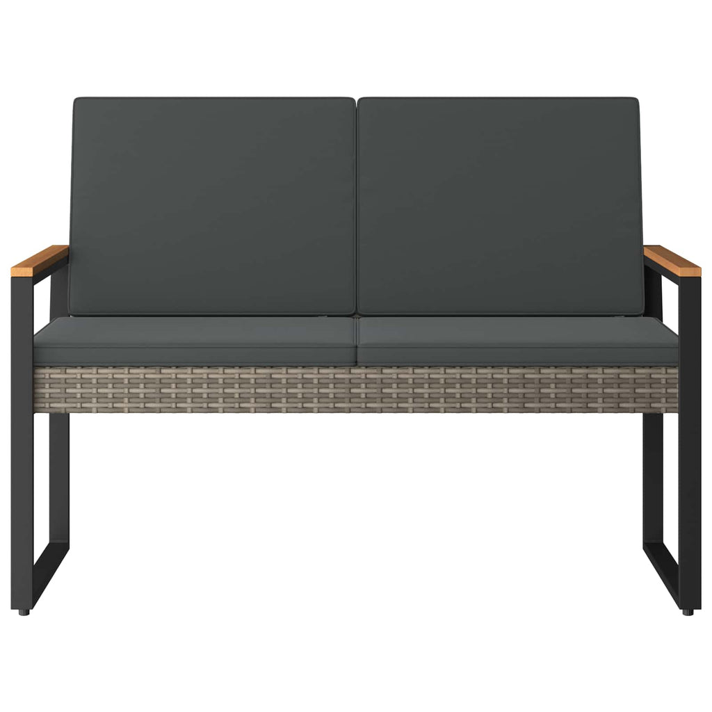 vidaXL Ławka ogrodowa Szary i ciemnoszary 107 x 61 x 80 cm polirattan